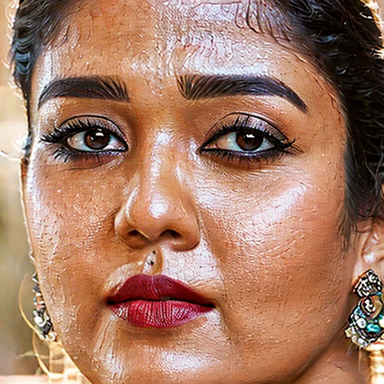 (masterpiece, best quality:1.2), 1girl, solo, Nayanathara,1girl, artist name, asian, black border, closed mouth, face, letterboxed, lips, looking at viewer, manly, parody, photo \(medium\), pillarboxed, realistic, signature, solo, wrinkled skin