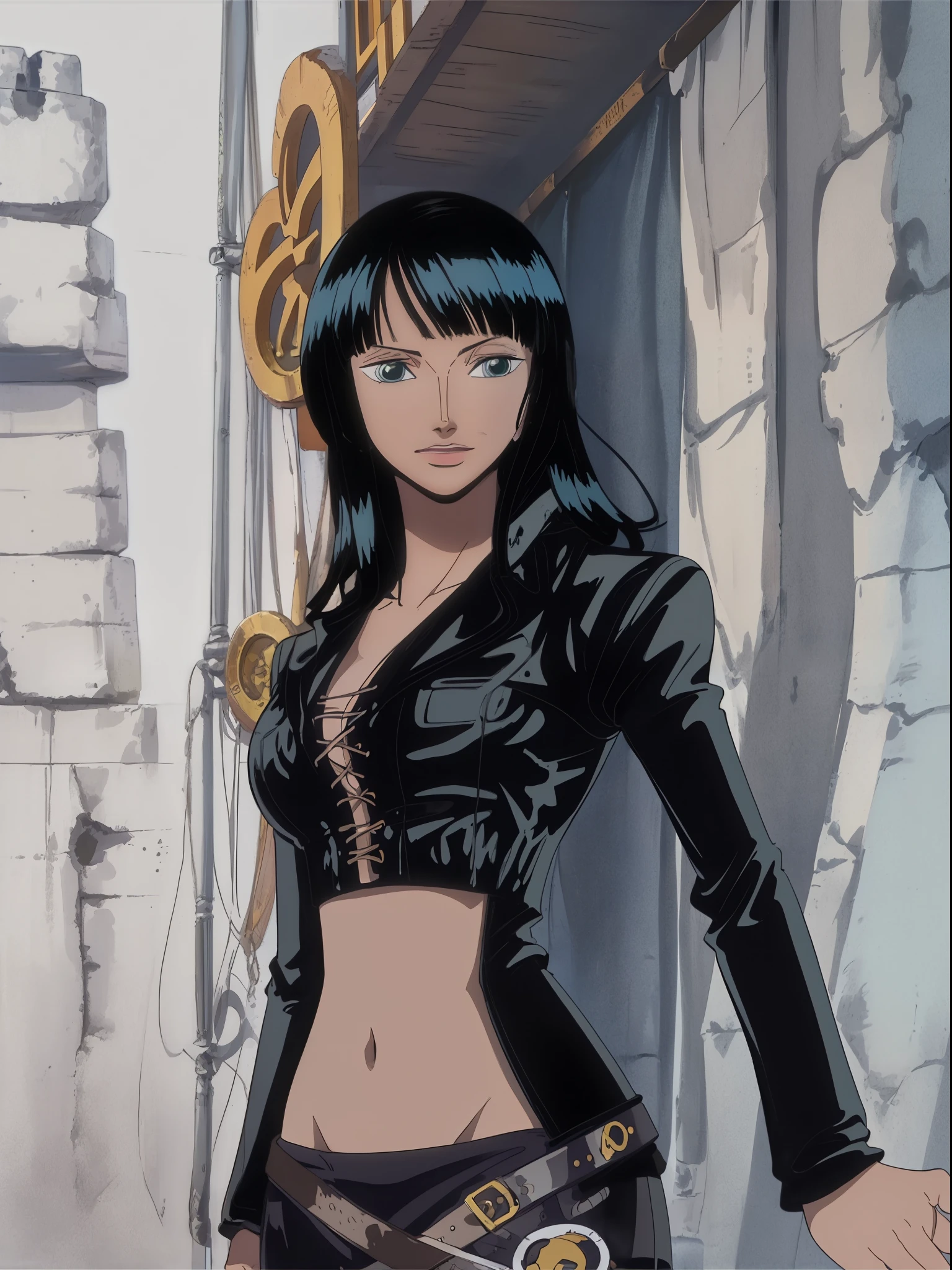 (obra de arte, maximum quality, melhor qualidade, arte oficial, beautiful and aesthetic:1.2), (1 garota:1.4), extremamente detalhado, Nico Robin, sexy, Corpo todo, pose sexy, quase nu