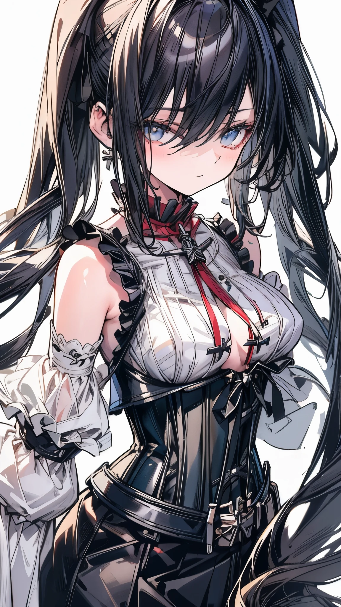 (((masterpiece)))、((highest quality))、(super detailed)、(CG illustration)、(so beautiful ))、cinematic light、(((1 Mechanical Girl)))、 SF、Apocalypse、erotic grotesque、(beautiful and luxurious:1.2)、(1 girl:1.3)、facing the front, (double breasted,under bust:1.2), button gap,(((corset belt))),(((high waist mile