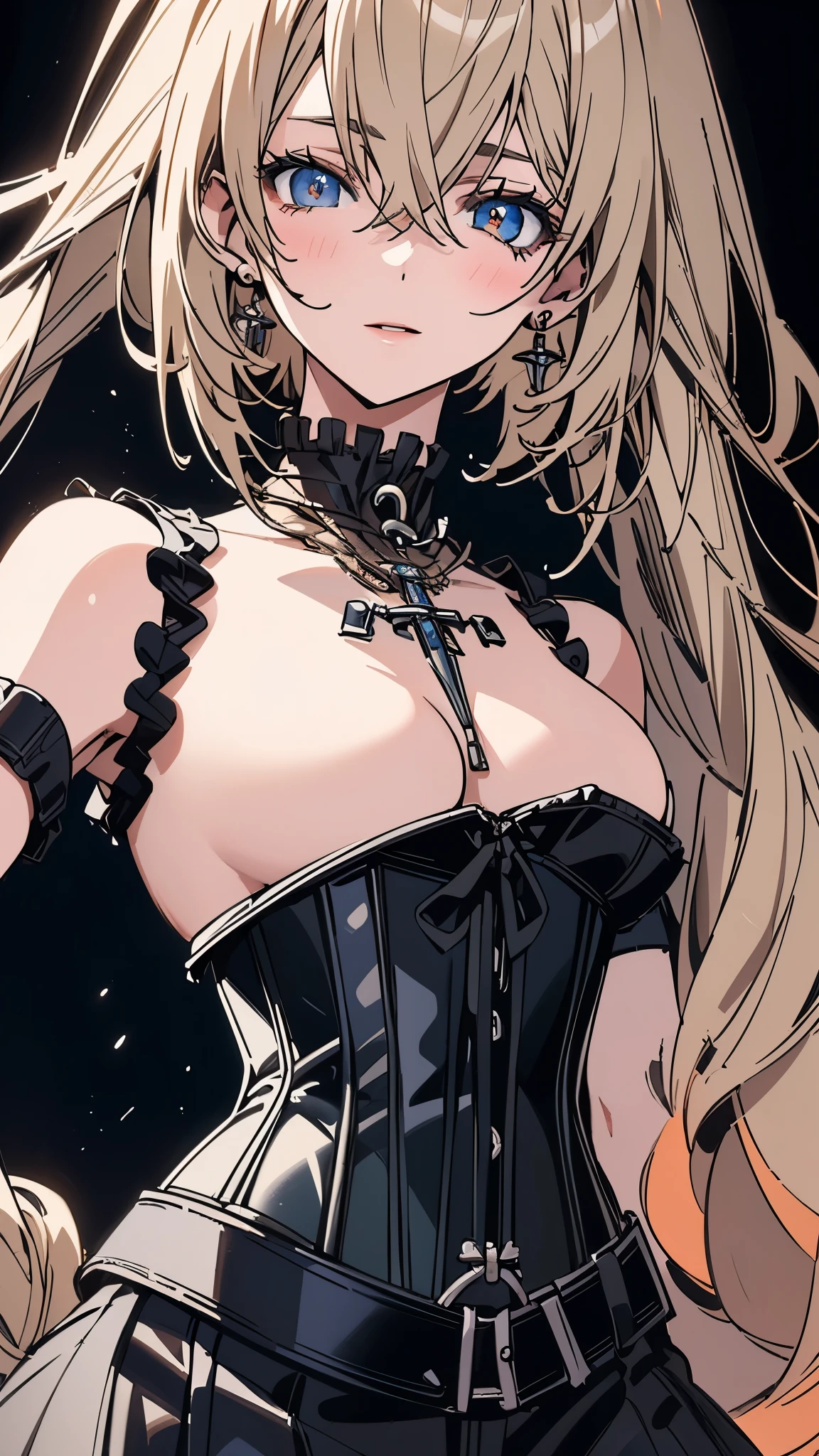 (((masterpiece)))、((highest quality))、(super detailed)、(CG illustration)、(so beautiful ))、cinematic light、(((1 Mechanical Girl)))、 SF、Apocalypse、erotic grotesque、(beautiful and luxurious:1.2)、(1 girl:1.3)、facing the front, (double breasted,under bust:1.2), button gap,(((corset belt))),(((high waist mile