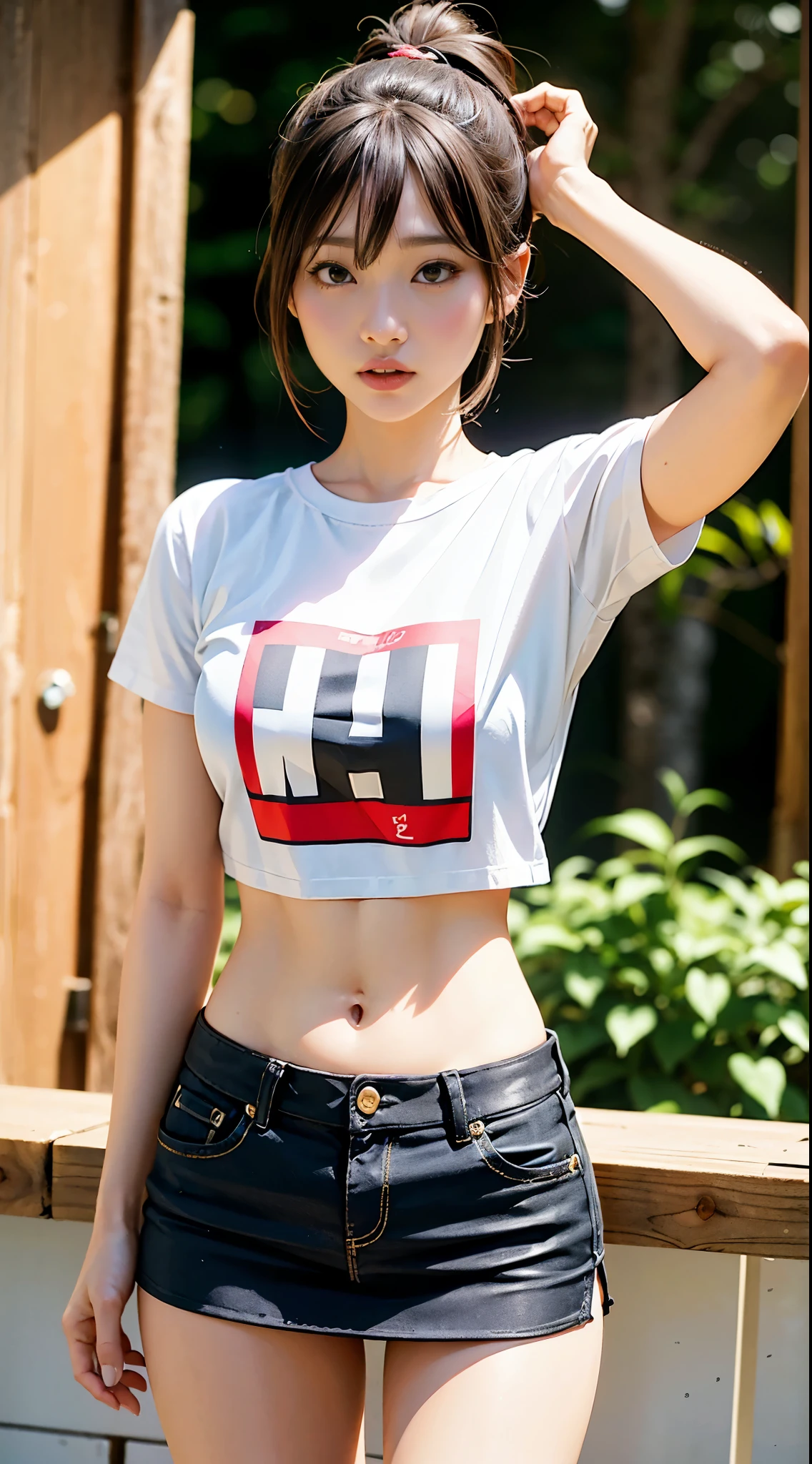 白いシャツとデニムmini skirtを着たアラッフェのアジア人女性, mini skirtで股を開きパンティを見せている、タイトなmini skirt、Asuka Langley with ponytail、Realistic anime 3d style, korean girl, mini skirt、wears tight and simple clothes,mini skirt、 casual clothesを着ている, realistic!!!!!!! art style, 超mini skirt、tight shirt, wearing tight shirt,mini skirt、 Arab Asian woman with gorgeous long hair and white shirt, デニムのmini skirt、超mini skirt、デニムのmini skirt、カジュアルなmini skirt服装, casual clothes, wearing a crop top, up to the model | art germ, Trending on cgstation, real anime girl, wearing tight shirt, Realistic anime 3d style, range murata and art germ, tight shirt, trending on cgstation, casual pose, attractive anime girl, realisticアニメの女の子のレンダリング, anime thai girl