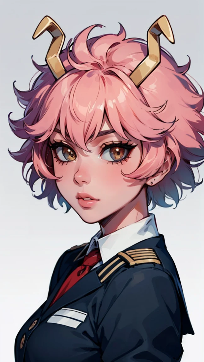 (best quality:1.3), (4k quality), 1 mature woman, Mina Ashido by boku no hero, school uniform, ((Detailed face)), (blush), whole body