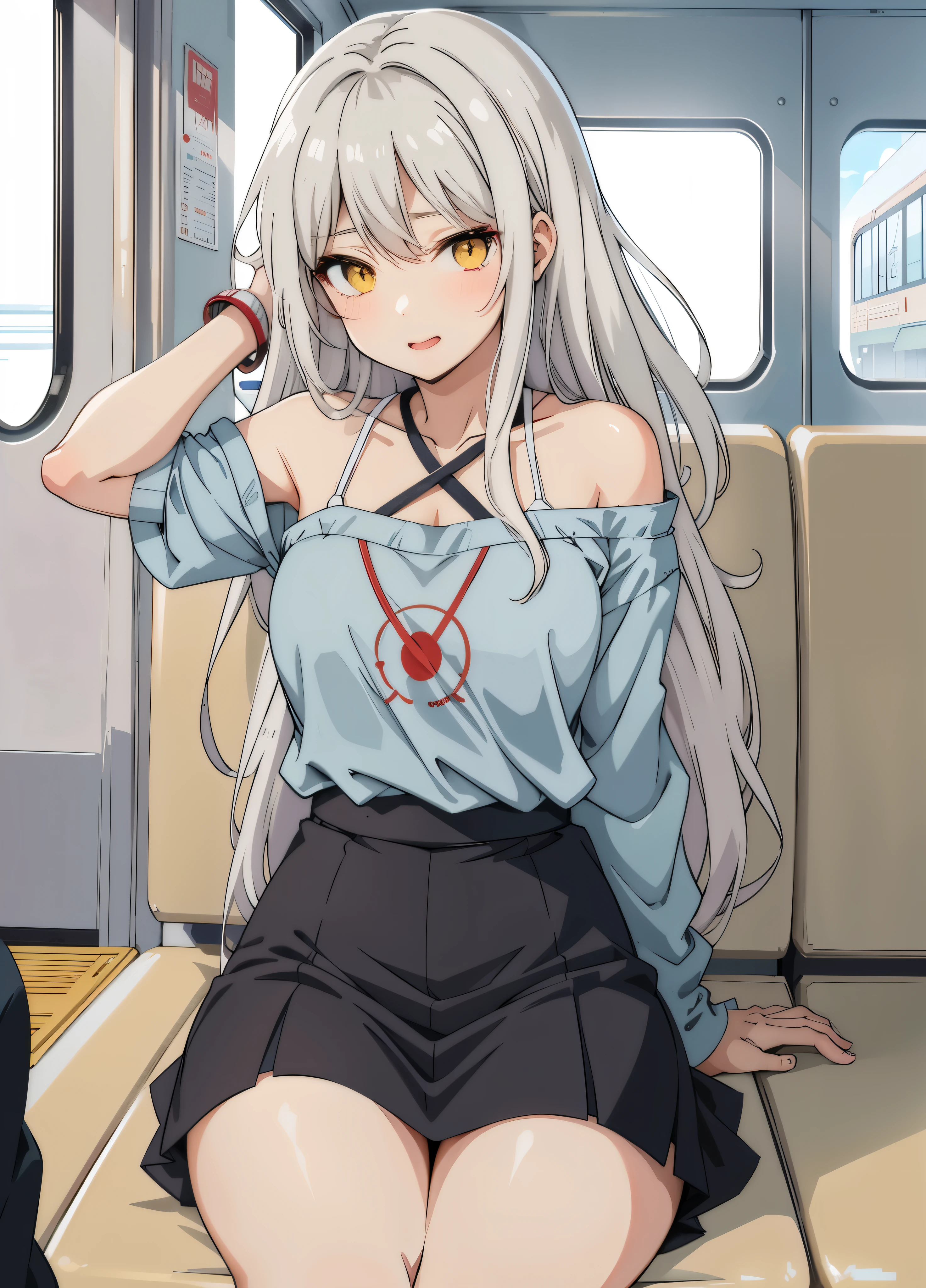 Anime girl, yellow eyes, seductive, sexy