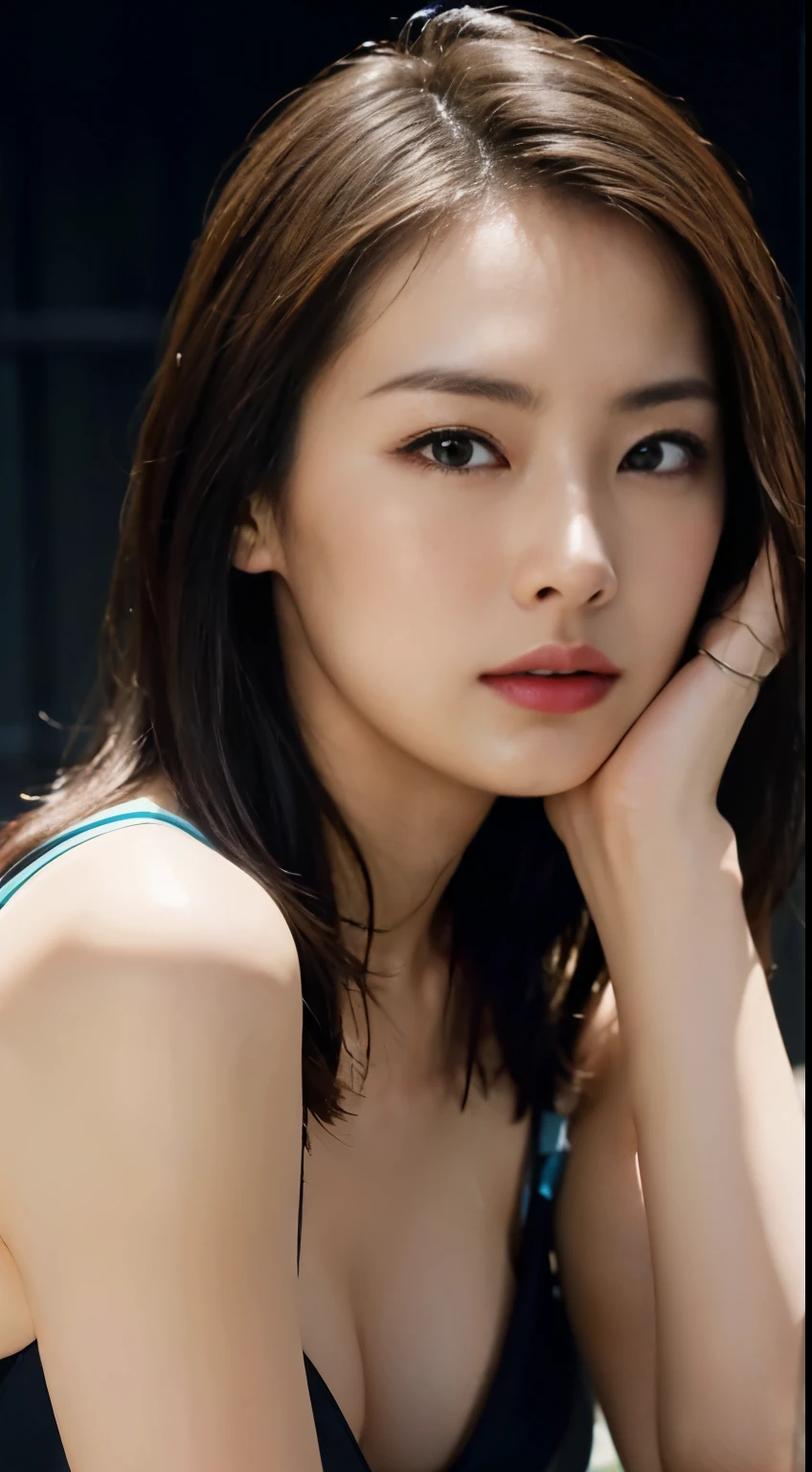 Dark brown hair、Light brown eyes、Japanese actress、 Lady、1 female、I am about 40 years old...、(Intricate details:1.2)、(Which is the top???:1.4)、 (Ultra-high resolution:1.2)、Ultra-high resolution、(Finely tuned)、(Detailed facial features)、Hmph、8K resolution、D cup size breasts、Long Hair、Jacuzzi on the terrace、Enter the jacuzzi、Wet Skin、Soaking wet hair、Wet shoulders、Wet bust、moonlight、リゾート感たっぷりのNight view写真、Head to toe shot、Blackpink Jenny、Beautiful feet、she, Fashion Hub, Attention to detail, Very detailed, Realistic, Hourglass Shaped Body, Obscene pose、Please lift your chin a little、Open your mouth a little、Poses that make you feel weak、Are crying、Deep sorrow、、Get out of the water、I see you the moment I step out of the jacuzzi、Round Jacuzzi、Get out of the water体、Night view、