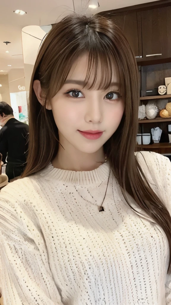 woman white sweater Cafe coffee