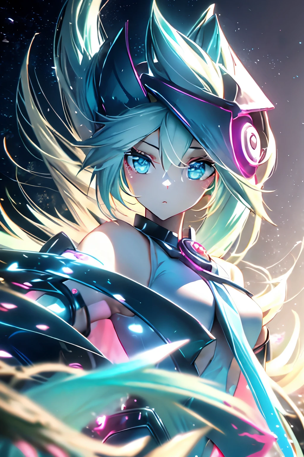 Hatsune Miku disfrazada de dark magician gils.