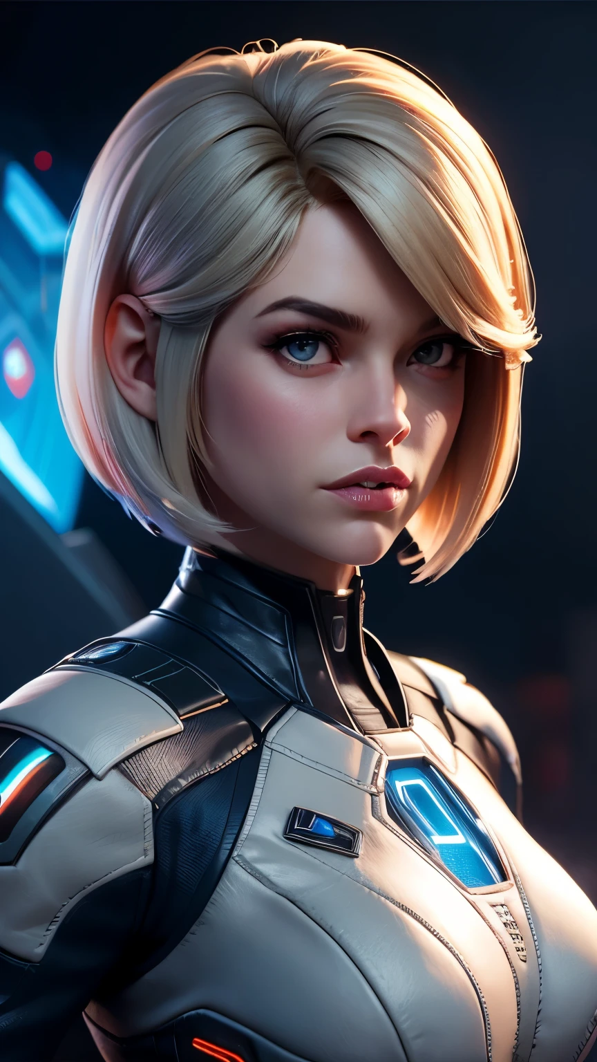photo of Alice Eve, RAW, beautiful woman, ((portrait)), ((detailed face:1.2)), ((detailed facial feature, detailed skin, clear skin), ((detailed beautiful female eyes)), (Beautiful cute face), (beautiful female hands), ((perfect female figure)), (perfect proportioned body, ), (short bob cut hair), (wearing low cut v-neck revealing plug suit armor with led lights), (high detailed alien planet background), (lens flares:1.5), (realistic photo, best quality, detailed), (8k wallpaper), (cinematic lighting, dramatic lighting) (sharp focus, intricate)