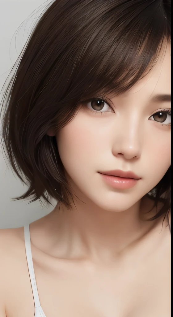 masterpiece、Highest quality、High resolution、Tabletop、wallpaper、Realistic、Bright lighting、Professional Lighting、Face Light、Smooth lighting、Japanese women、Adult、Beautiful woman、action、gravure、sexy、poor、so beautiful、Beautiful Skin、Beautiful and detailed、Detailed face、slim、moderately、short hair、Brunette Hair、Brown eyes、Looking at the camera、I have a lemon