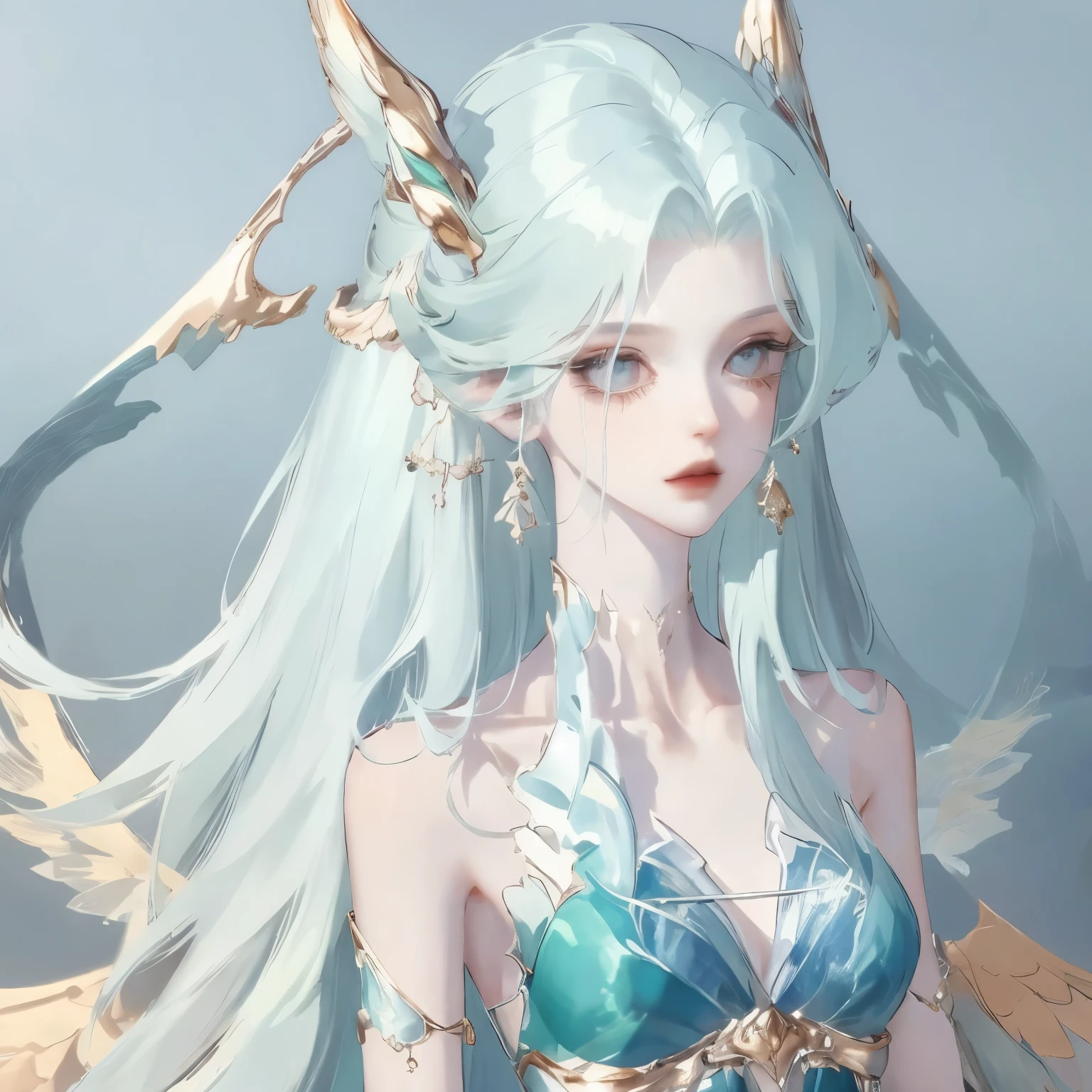 There is a doll,There is a blue skirt and a white skirt, space flower Fairy, astral Fairy, Elf, ethereal fantasy, ethereal!!!!!!!, Fairy, There are frozen flowers around her, 美麗的Fairy, water Fairy, beautiful Fairy, of ethereal fantasy, 微笑如Immortal King, Hungry Ghost Festival, ethereal wings, Immortal King