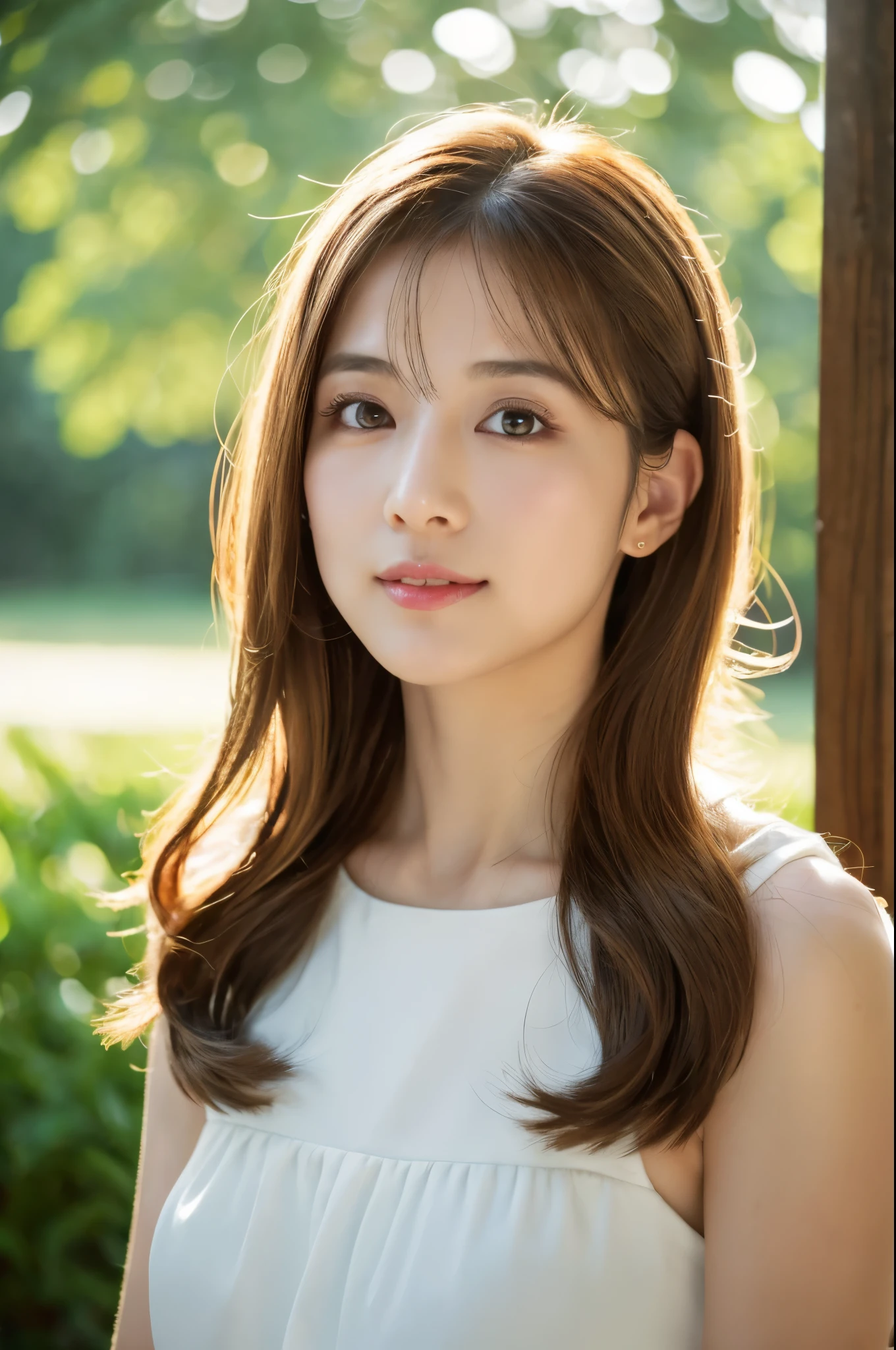 (8k, 4k, best quality, highres:1.2), (masterpiece, realistic, photo realistic:1.37), 1girl, solo, Japanese girl, beautiful face, eyelashes, nose, glossy lips, (detailed eyes, looking at viewer, fair skin, white skin:1.5), fine complexion, upper body, medium breasts, long green hair with two side up, hair ornament