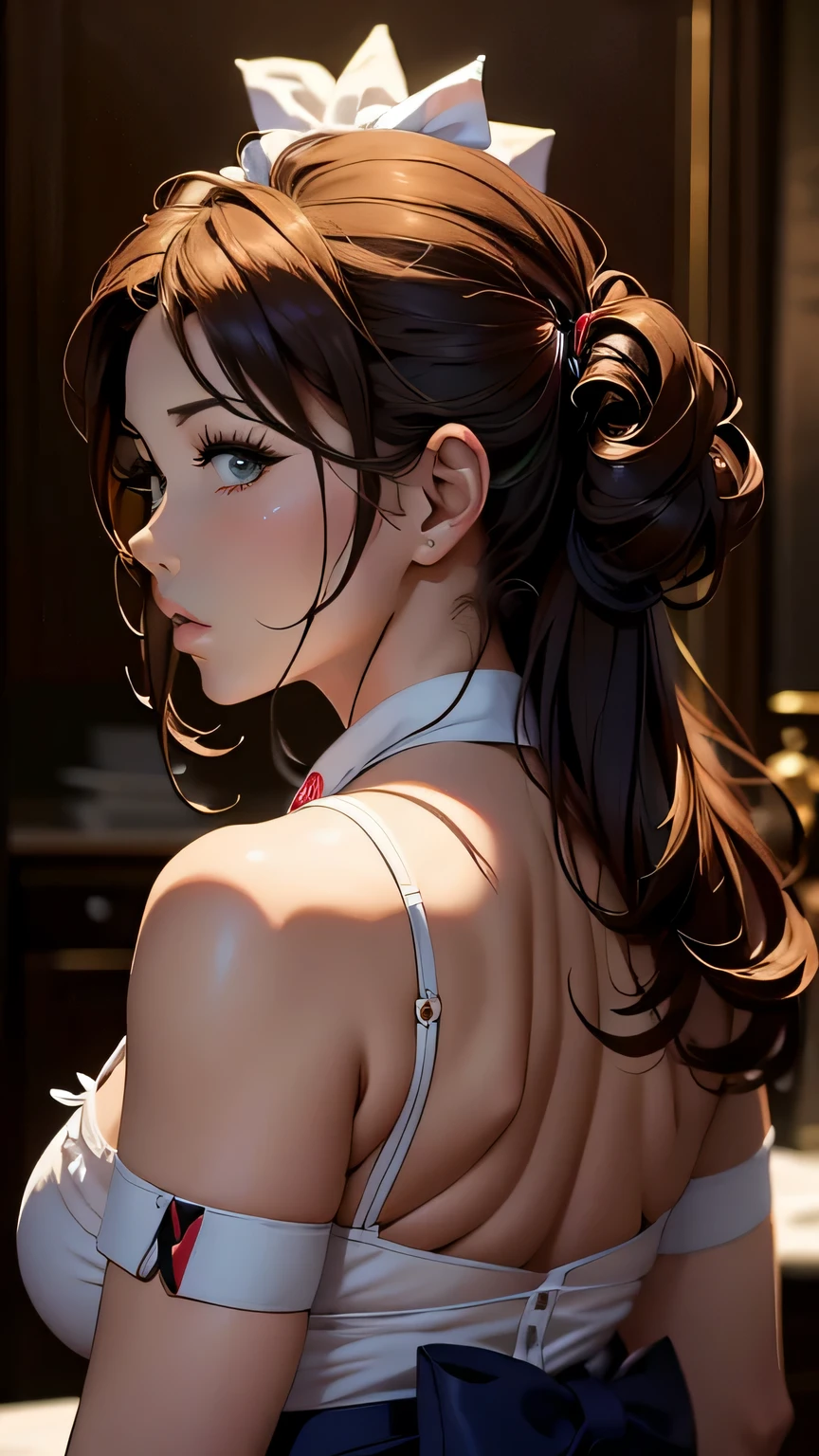 Lucy Pinder, portrait, maid, masterpiece, 最high quality, high quality, High resolution, view from behind、