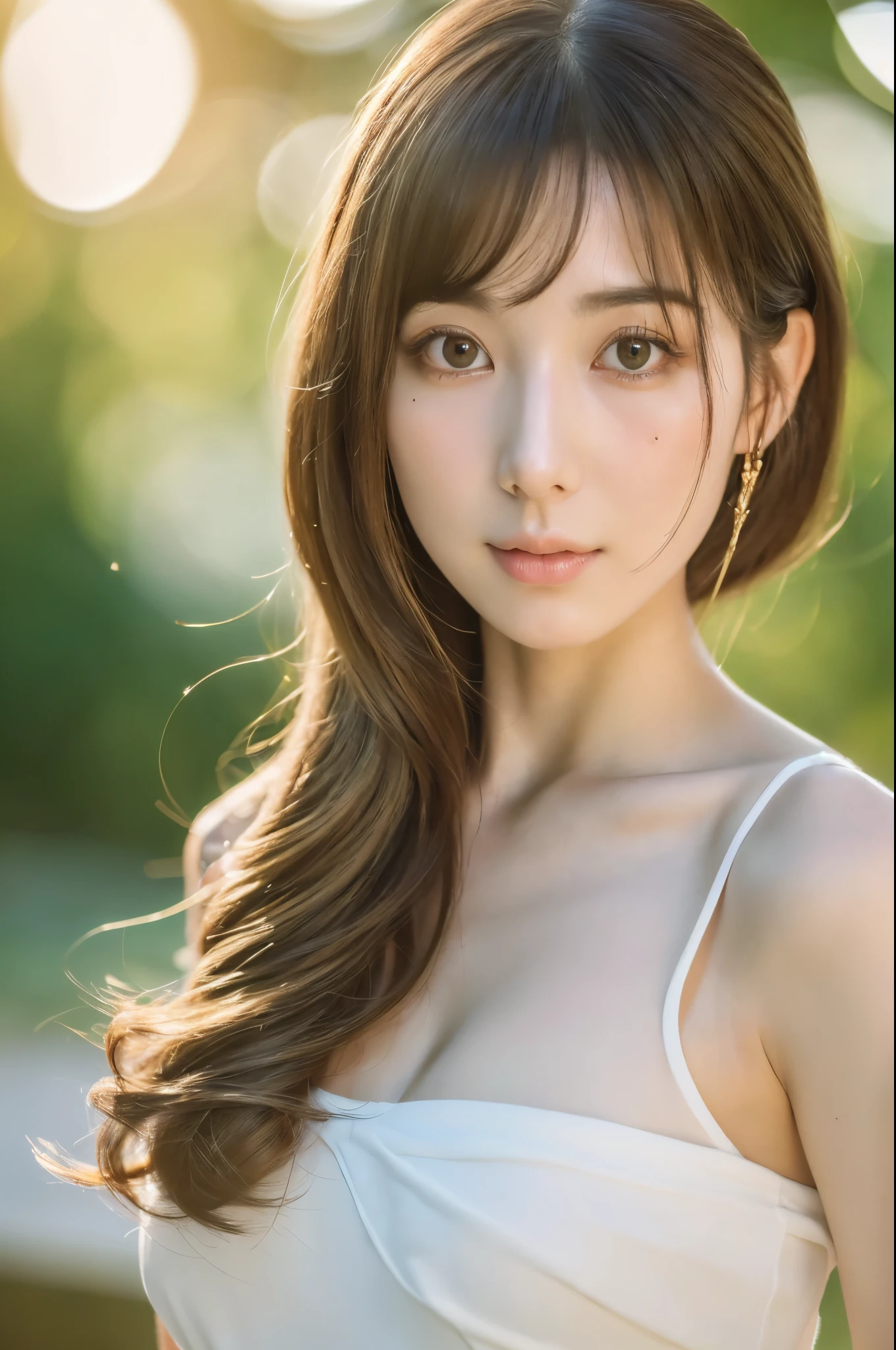 (8k, 4k, best quality, highres:1.2), (masterpiece, realistic, photo realistic:1.37), 1girl, solo, Japanese girl, beautiful face, eyelashes, nose, glossy lips, (detailed eyes, looking at viewer, fair skin, white skin:1.5), rosy complexion, upper body, medium breasts, long green hair