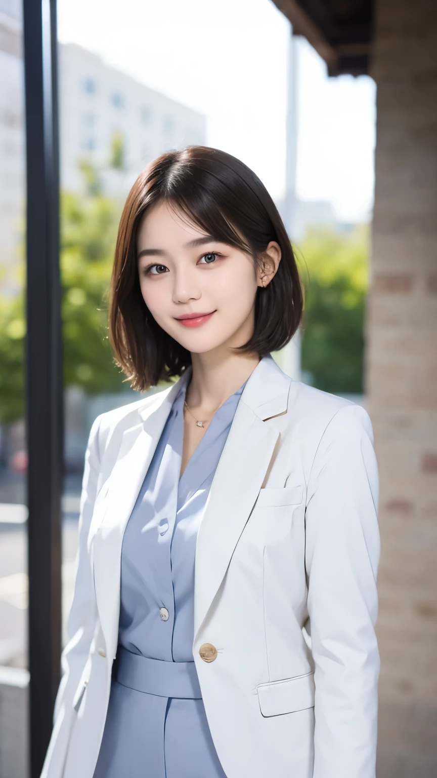 168
Shorthair, a 20 yo woman, gentle smile, working suit
