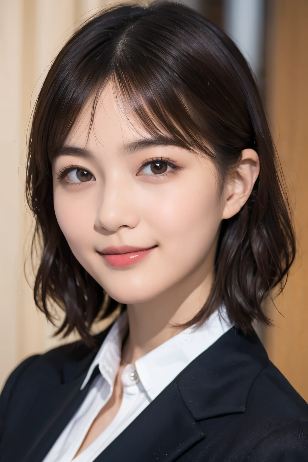 168
Shorthair, a 20 yo woman, gentle smile, working suit
