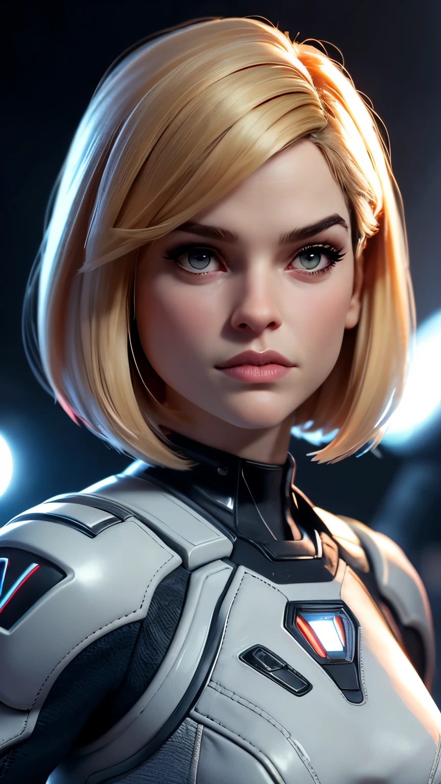 photo of Alice Eve, RAW, beautiful woman, ((portrait)), ((detailed face:1.2)), ((detailed facial feature, detailed skin, clear skin), (perfect proportioned body), (short bob cut hair), (wearing dark futuristic mass effect n7 armor), (high detailed alien planet), (JJ Abrams lens flares: 1.2),  (realistic photo, best quality, detailed), (8k wallpaper), (cinematic lighting, dramatic lighting) (sharp focus, intricate)