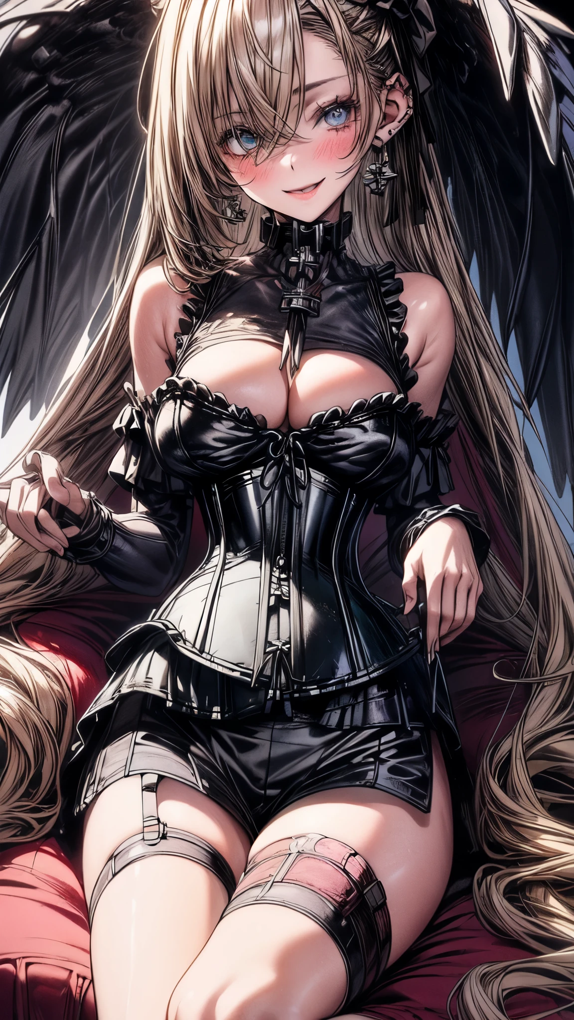 (((masterpiece)))、((highest quality))、(super detailed)、(CG illustration)、(so beautiful ))、cinematic light、(((1 Mechanical Girl)))、 SF、Apocalypse、erotic grotesque、(beautiful and luxurious:1.2)、(1 girl:1.3)、facing the front, (double breasted,under bust:1.2), button gap,(((corset belt))),(((high waist mile