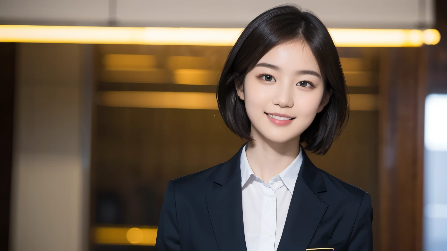 168
Shorthair, a 20 yo woman, gentle smile, working suit
