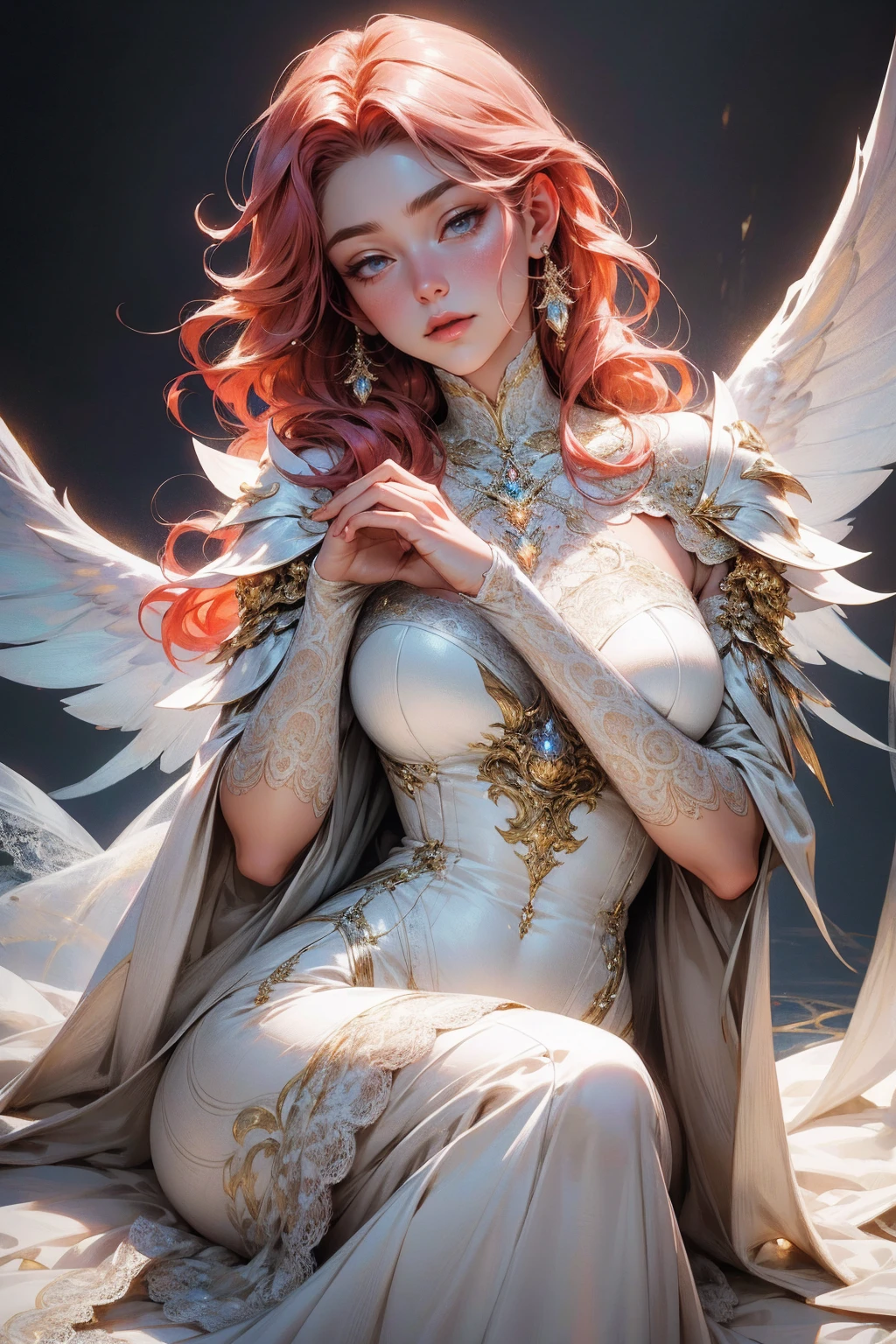 {-erro_de_anatomia:1.0}(best quality,4k,8k,highres,masterpiece:1.2), ultra-detailed, (realistic,photorealistic,photo-realistic:1.37), mature milf, illyasviel von einzbern, redhead hair, full body, vibrant colors, glowing skin, mesmerizing eyes, elegant pose, enchanting background, delicate lace dress, surreal lighting, ethereal atmosphere, mystical aura, intricate details, artistic medium, digital illustration, fantasy, anime , mouth closed. Different posture , dynamic poses, mouth closed. Different posture, backwards, with chin resting on shoulder. Perfect fingers. Looking ahead, crystal eyes