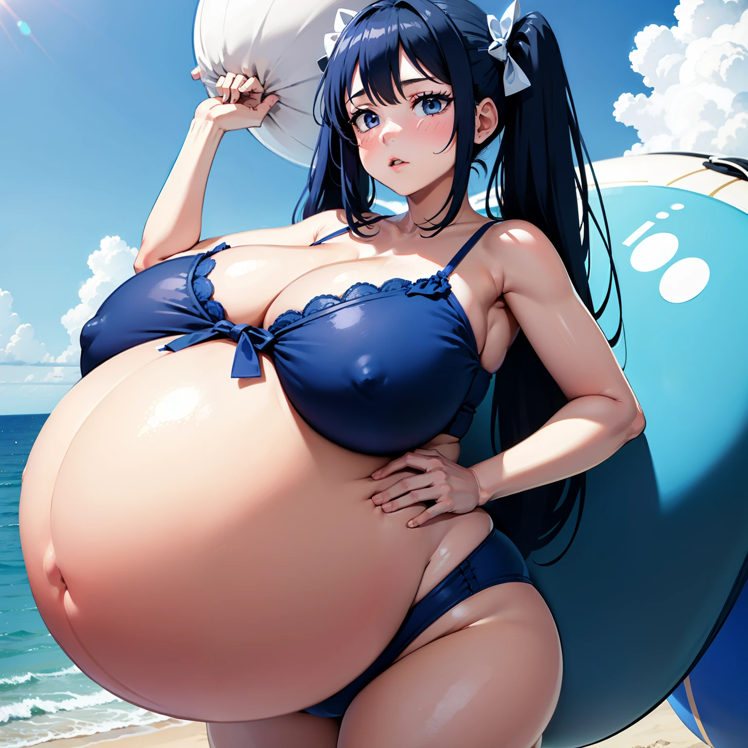 Twintails Hair Bow, blue hair,Big  Bump pregnant, bra and underwear, Big , nipple, cum, Big Blue Balloons,16 yl, Big pregnant Belly, Big Pregnant girl, Largest Belly of Pregnant, Huge Pregnancy, background beach,Huge 9 months Pregnancy Belly,huge belly expansion, huge belly girl