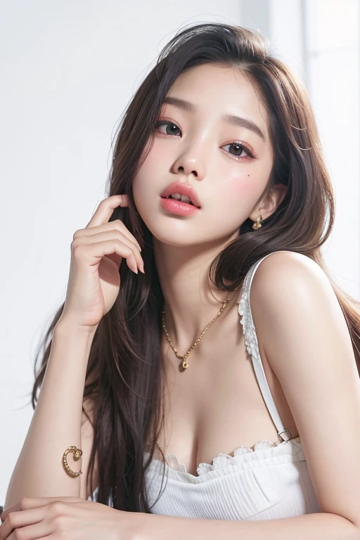 um close de uma mulher com cabelos longos e um vestido branco, jennie blackpink, bae suzy, linda mulher sul-coreana, Linda jovem coreana, Linda jovem coreana, foto da revista, estacionar a partir de-min, Hwang se-é, atriz feminina da Coreia, Heonhwa Choe, Lee Ji-Eun, Lee Ji-eun, kwak ji jovem