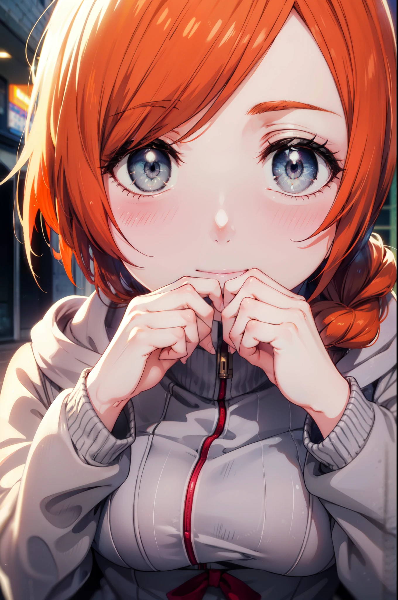 inoueorihime, inoue orihime, long hair, orange hair,Braid,low ponytail (gray eyes:1.5),big breasts,blush,smile,white long coat,gray muffler,white sweater,long skirt,shopping,boots,
壊す looking at viewer, whole body,
destroy indoors, mall,shoppingセンター
壊す (masterpiece:1.2), highest quality, High resolution, unity 8k wallpaper, (figure:0.8), (detailed and beautiful eyes:1.6), highly detailed face, perfect lighting, Very detailed CG, (perfect hands, perfect anatomy),