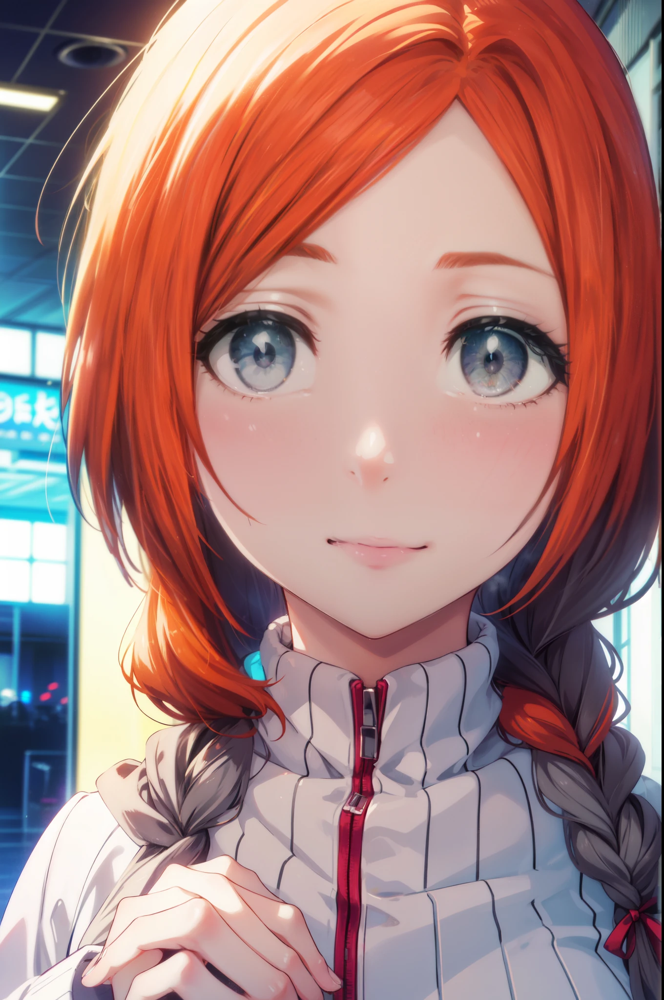 inoueorihime, inoue orihime, long hair, orange hair,Braid,low ponytail (gray eyes:1.5),big breasts,blush,smile,white long coat,gray muffler,white sweater,long skirt,shopping,boots,
壊す looking at viewer, (cowboy shot:1. 5)
destroy indoors, mall,shoppingセンター
壊す (masterpiece:1.2), highest quality, High resolution, unity 8k wallpaper, (figure:0.8), (detailed and beautiful eyes:1.6), highly detailed face, perfect lighting, Very detailed CG, (perfect hands, perfect anatomy),