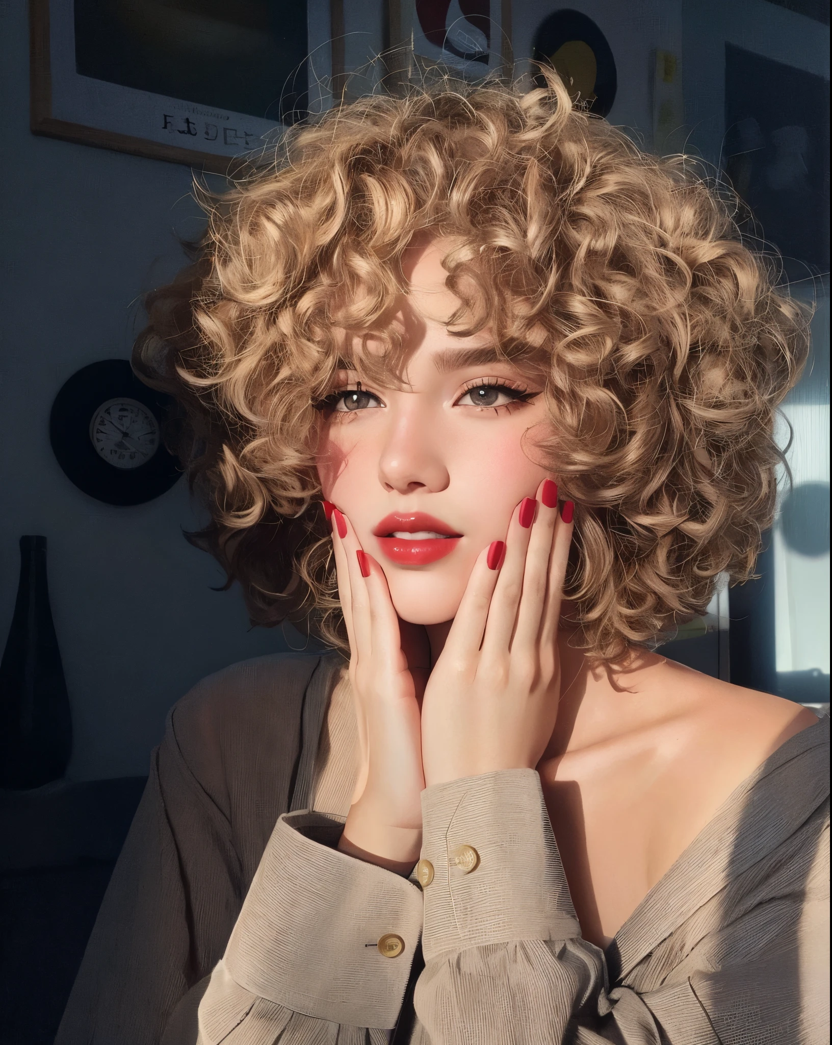 blond woman with ondulado hair and red lipstick posing for a picture, short ondulado blonde haired girl, ondulado blonde hair | d & d, short ondulado hair, ondulado bangs, very short ondulado hair, ondulado haired, ondulado and short top hair, ondulado middle part haircut, messy ondulado hair, ondulado hair, rizos dorados cortos, ondulado, brown ondulado hair, blonde ondulado hair