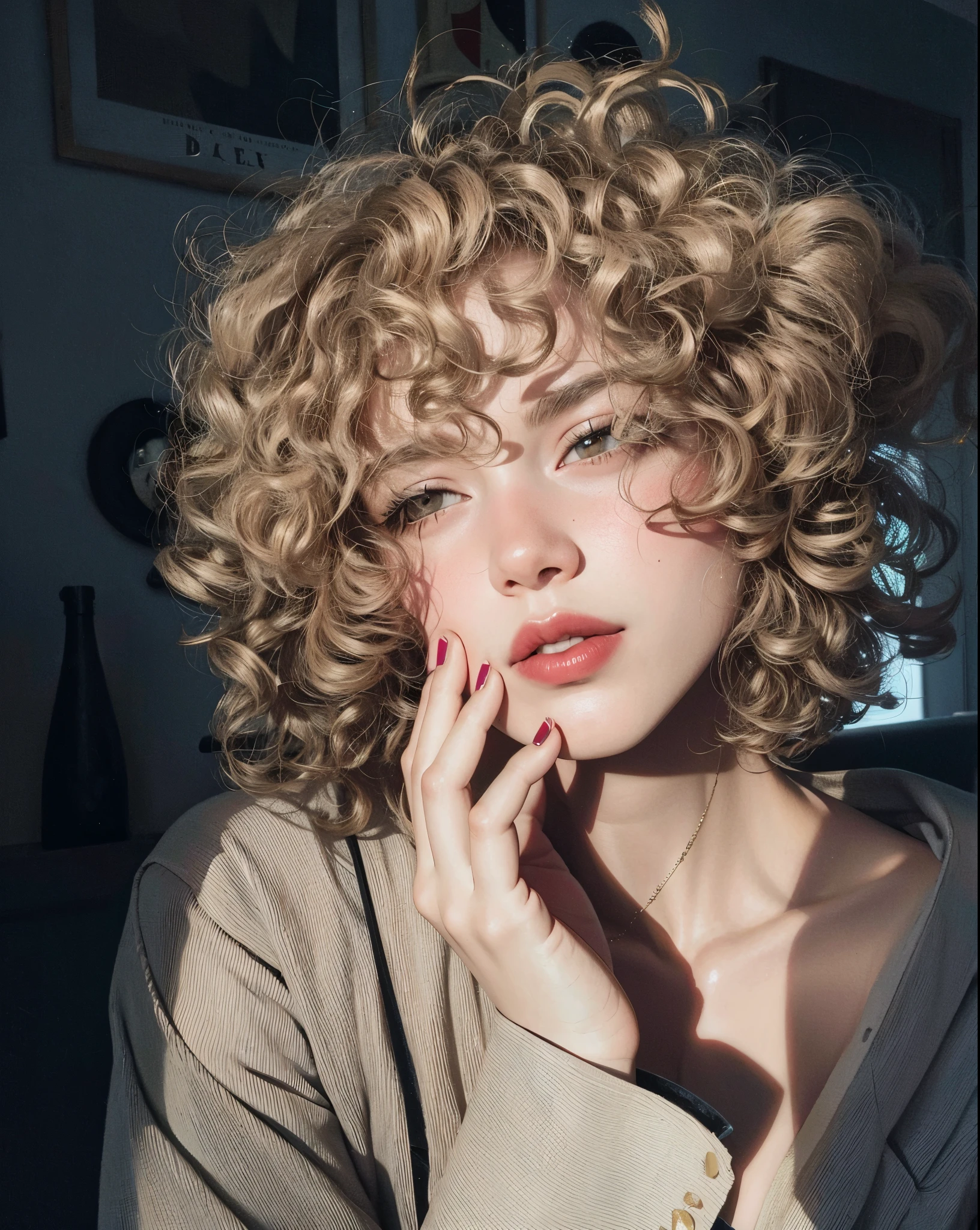 blond woman with Pelo RIZADO and red lipstick posing for a picture, flequillo rizado, Cabello rubio rizado | d & d, short Cabello rubio rizadoed girl, short Pelo RIZADO, Pelo RIZADOed, pelo superior rizado y corto, very short Pelo RIZADO, blonde Pelo RIZADO, Pelo RIZADO, pelo rubio muy muy rizado, rizos dorados cortos, corte de pelo rizado en la parte media, messy Pelo RIZADO