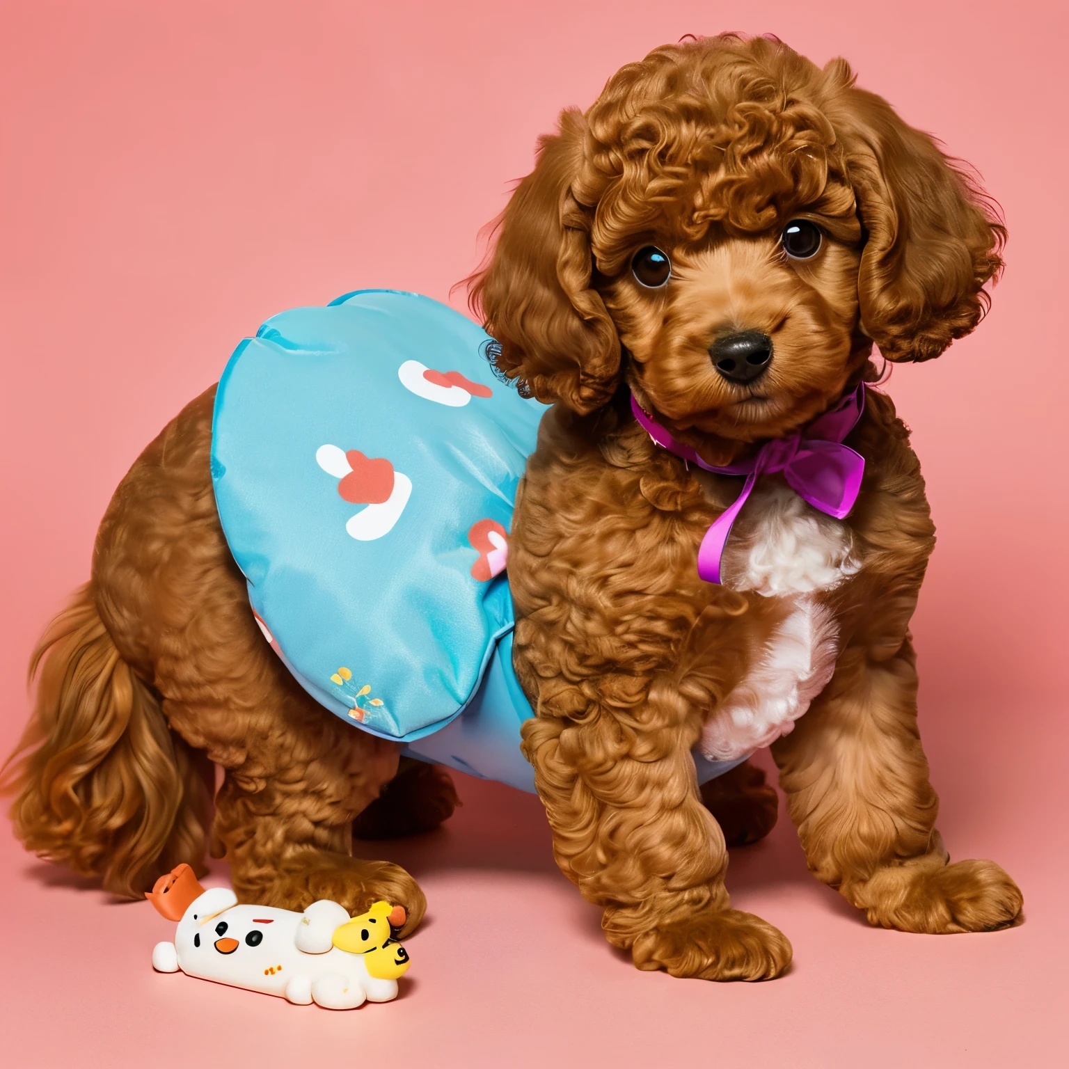 puppy、toy poodle、Brown、cute、An illustration、manga