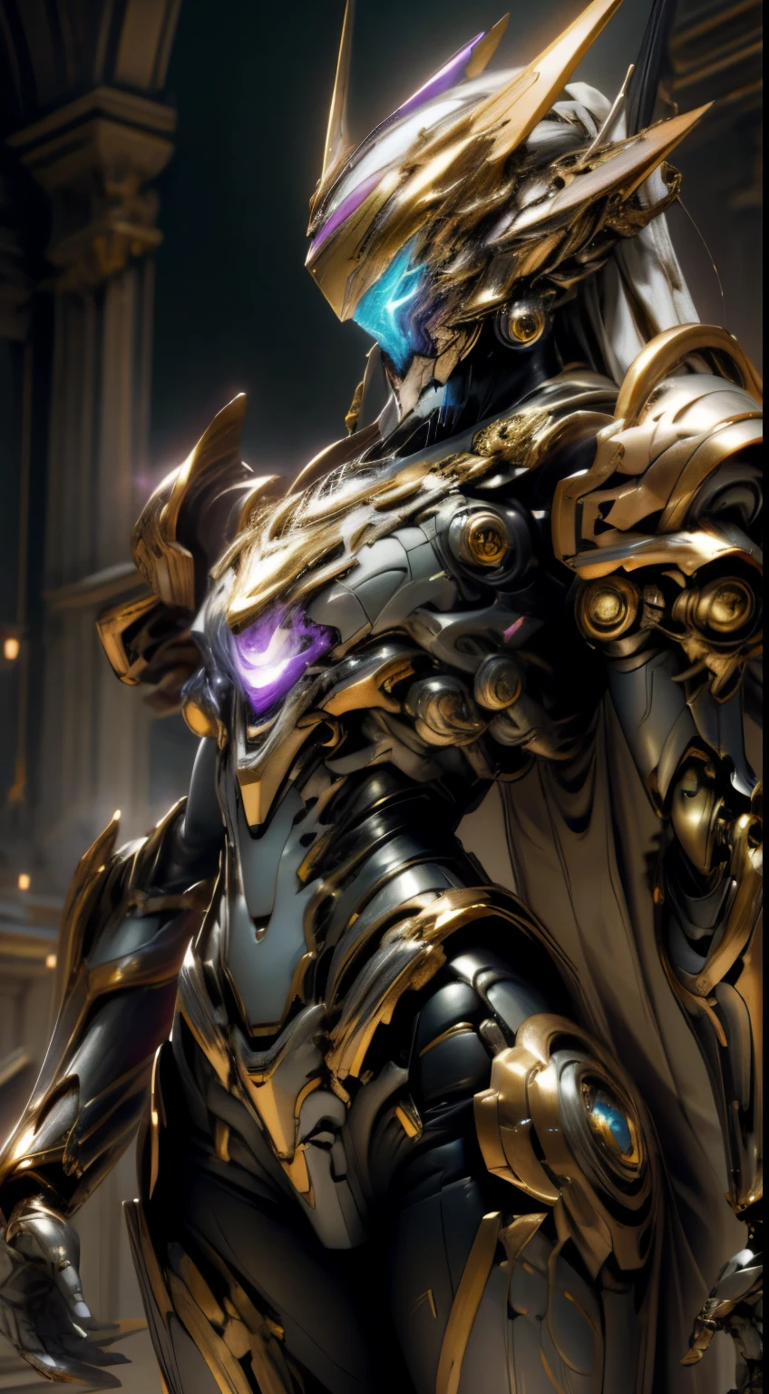 Golden Saint Seiya Limb Armor, Marvel Movie Iron Man Cuirass, Gundam 00, (Mecha) (Mechanical) (Armor), (Open Leg: 1.3), Perfect, (Wide Angle), Best Quality, Masterpiece, Super Resolution, (Reality: 1.4), 1 Girl, Bare Shoulders, Crazy Details, (Hip Folds: 1.5), Lower Chest, Side Chest, Unrealistic Engine Style, Boca Effect, David La Chapelle Style Lens, Bioluminescent Palette: Lilac, Pale Gold, Pale Pink, Bright White, Wide angle, ultra-detailed, cinematic still life, vibrant, Sakimichan style, perfect eyes, highest image quality 8K, inspired by Harry Winston, masterpiece "Chaos 50,--, shot by Canon EOS R 50 under the eyes, ray tracing, surrealism, textured skin