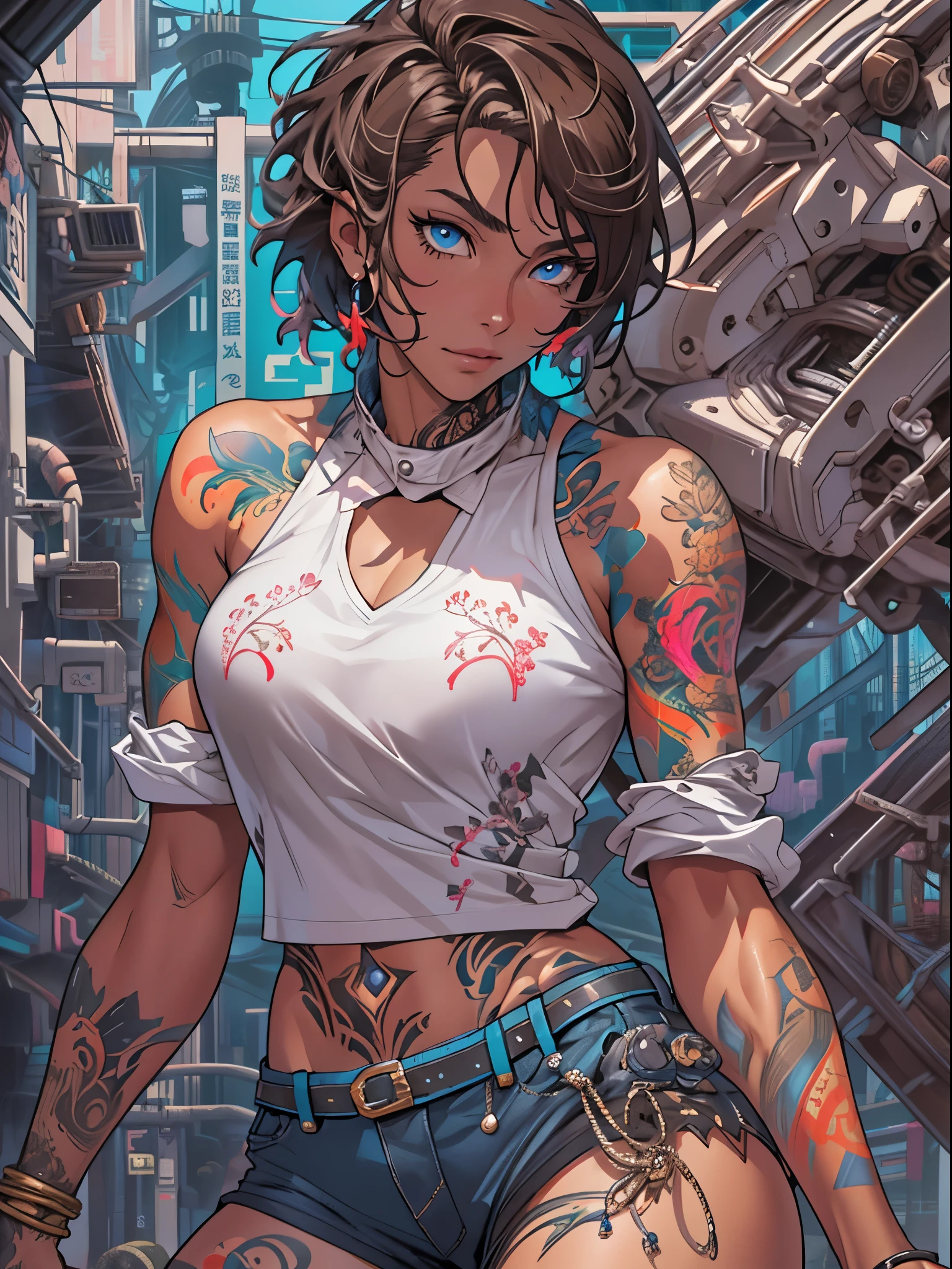 highly detailed portrait of 2 tatooed women, one black woman in a mini-dress and one Caucasian woman in a mini-dress, 2girls, by Atey ghailan, by greg rutkowski, by greg tocchini, by James gilleard, by Joe Fenton, by Kaethe butcher, voluptuous, super detailed face, ample curvaceous, highly detailed accentuated big booty with phenomenal detailed booty cheeks, great aesthetics, gradient purple, neon color scheme, grunge aesthetics, nightclub background, cinematic lighting, 32k, uhd,