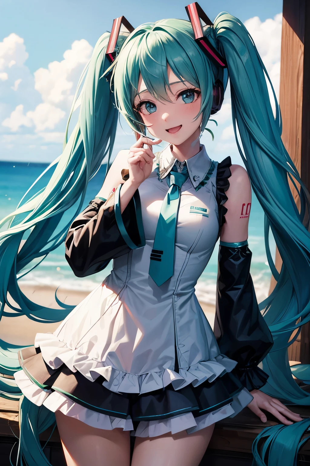 1 girl, hatsune miku, cowboy shot,