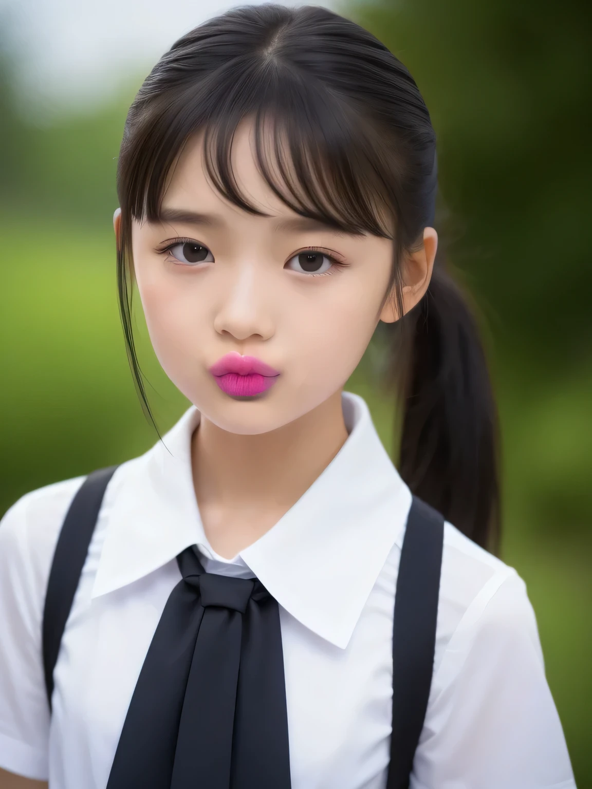 ((half open mouth))、((pink gloss lip gloss))