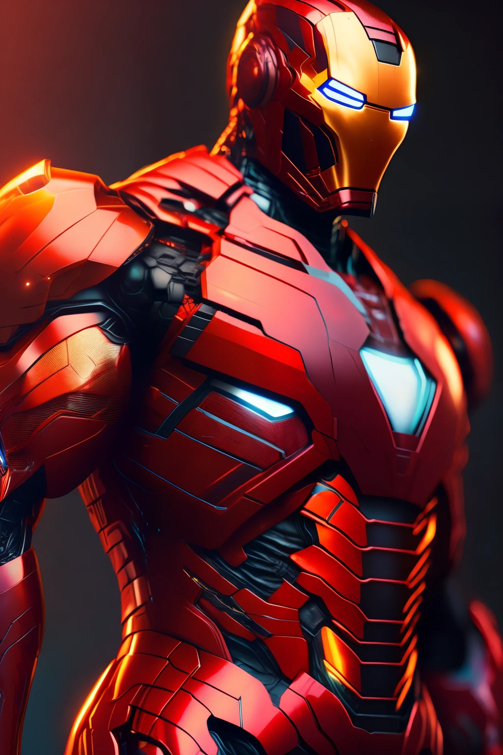 Marvel Ironman Armadura laranja, Cyberpunk, 8k