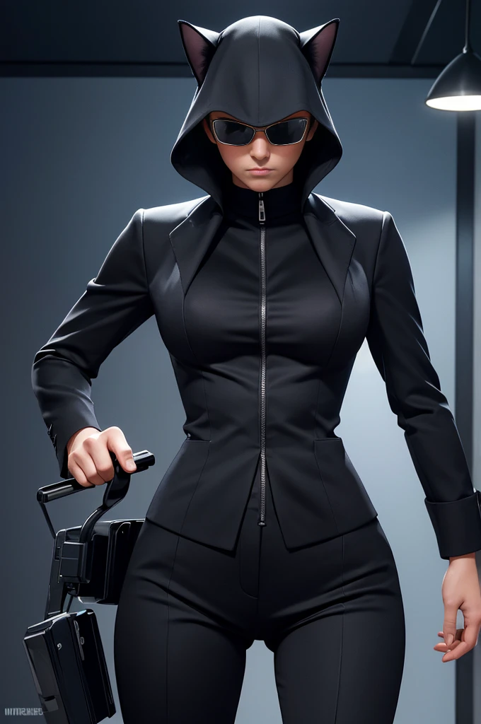 (best quality,highres,ultra-detailed,realistic:1.2),a cat, dark sunglasses, spy gadgets, sneaking around, apartment, Soviet agents meeting, suspenseful atmosphere, dimly lit room, secret documents, covert operation, stealthy movements, intense expressions, carefully observing, hidden microphones, encrypted messages, top-secret mission, shadowy corners, tailor-made suit, sleek and agile, professional surveillance equipment, sharp claws, keen senses, alert and focused, mysterious aura, high-stakes espionage, thrilling adventure, thrilling soundtrack, tension-filled moments, intense close-ups, adrenaline rush, gripping narrative, covert intelligence gathering, nerve-wracking suspense.