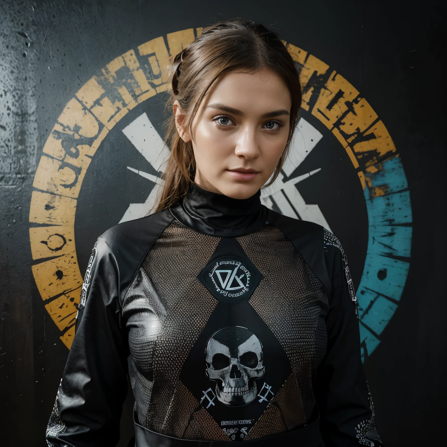 zentriert positioniert, abstrakter Hintergrund, bunte Skulls [skulls], dynamische Hexagons [hexagons], detailliert gemalter Schmetterling [butterfly:1.1], cooles Trash-Logo [logo], strukturiertes Textilmaterial [textured fabric], lebendige Farben, kontrastreiche Lichteffekte, professional execution, high resolution, detailreiche Darstellung [ultra-detailed], einzigartiges Konzept, Artistic style [artistic style], alternativer Look, modern aesthetic, surreale Elemente. (best quality, 4k, 8k, High Resolution, Meisterwerk:1.2), (realistisch, fotorealistisch:1.37)