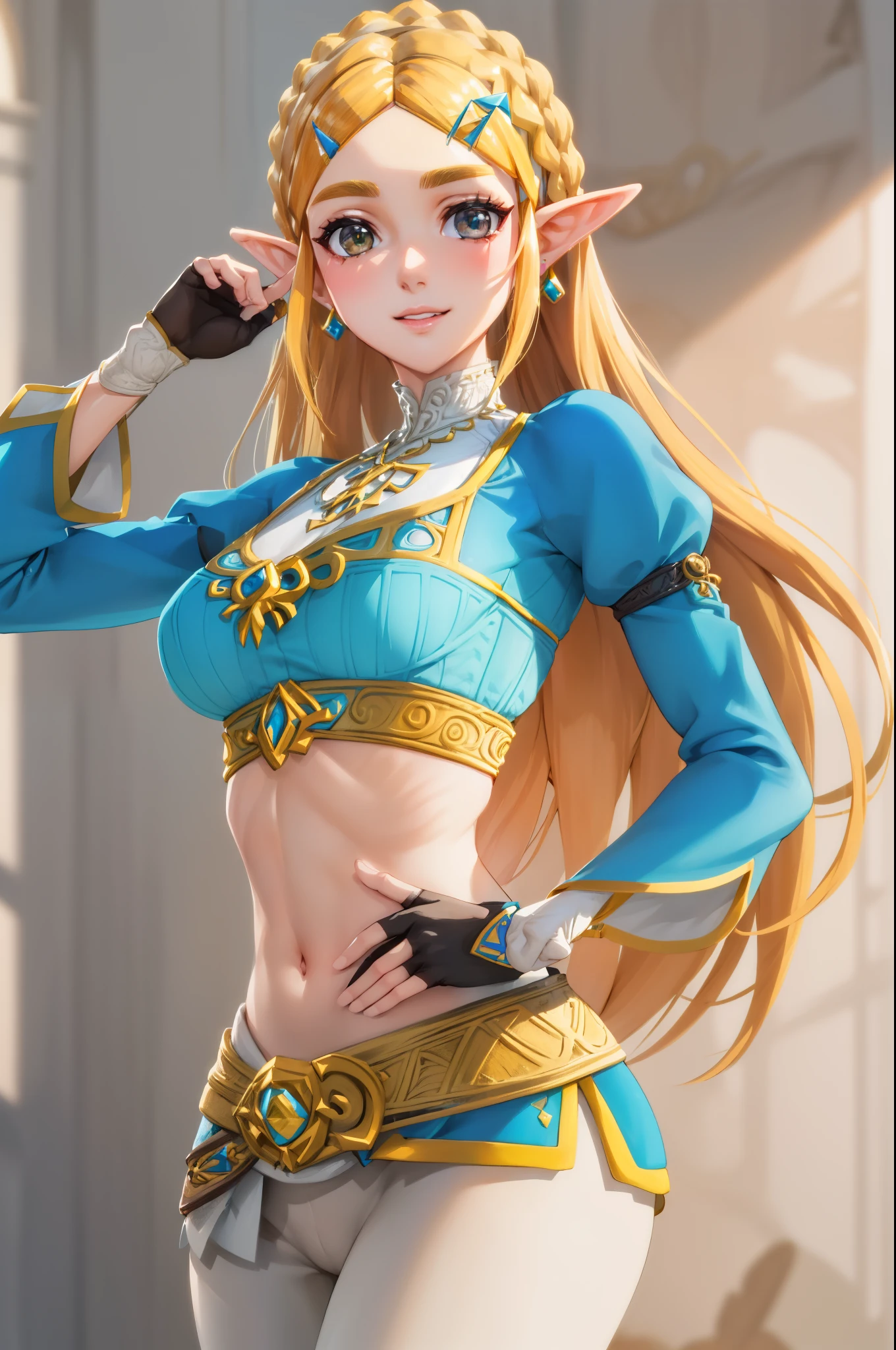 ((A melhor qualidade)), ((Obra-prima)), (Detalhado), Rosto perfeito, sexy, Atraente, ((4k)), peitos grandes, Princesa Zelda