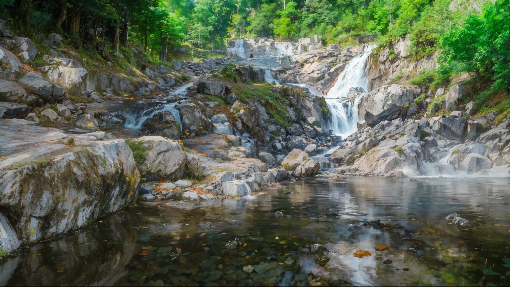 High detail, 8K, ultra HD, high quality, Anime studio, create a image relistict, lighting , softlight, waterfall beautifull