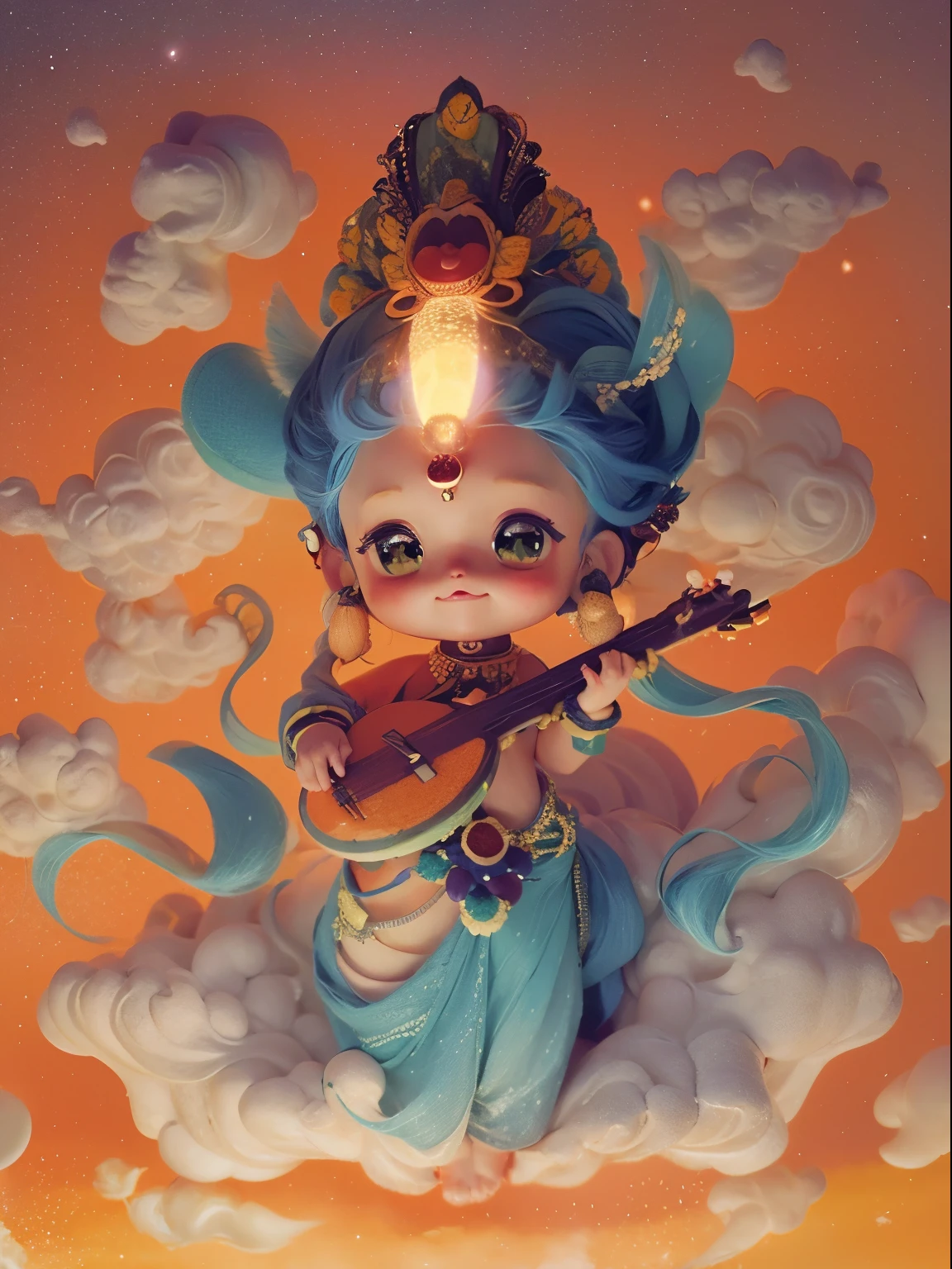 A cute girl，naked，Auspicious clouds，nsfw