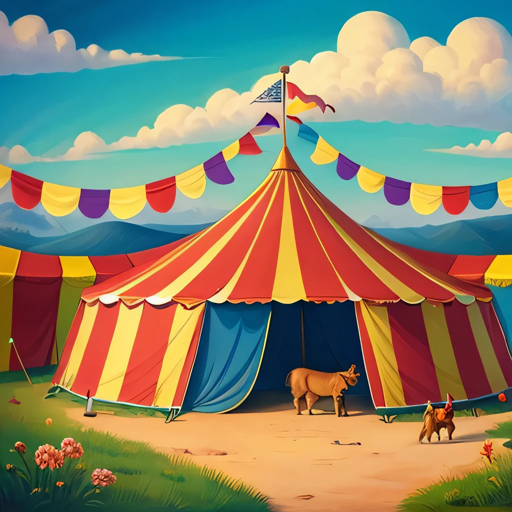circus cute illustration Landscape painting