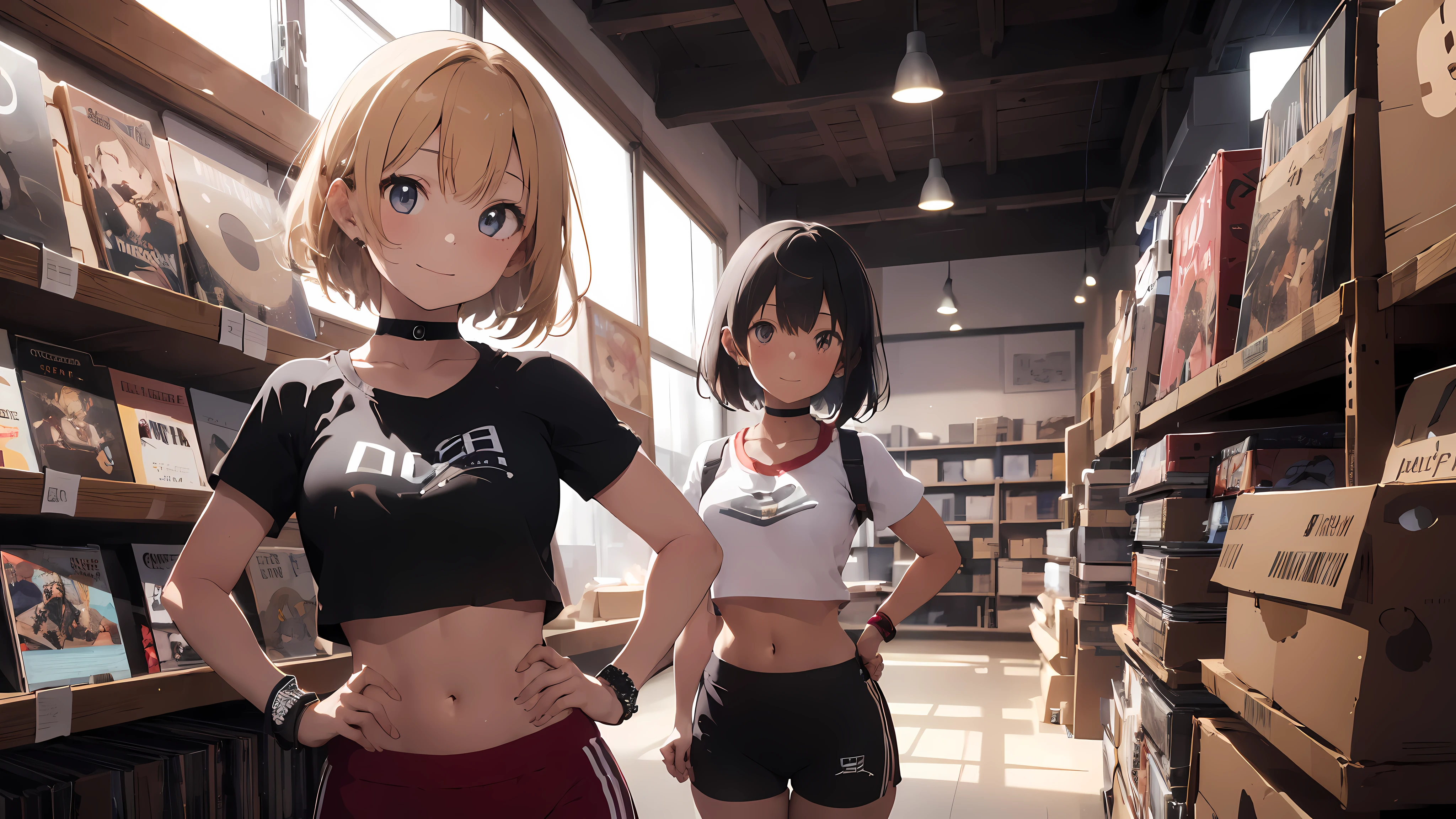 woman、Silver Hair、Braid、Short Hair、Black Eye、Big Breasts、Black Sports Bra、Shorts、hoodie、Shoulder、airport、Embarrassed