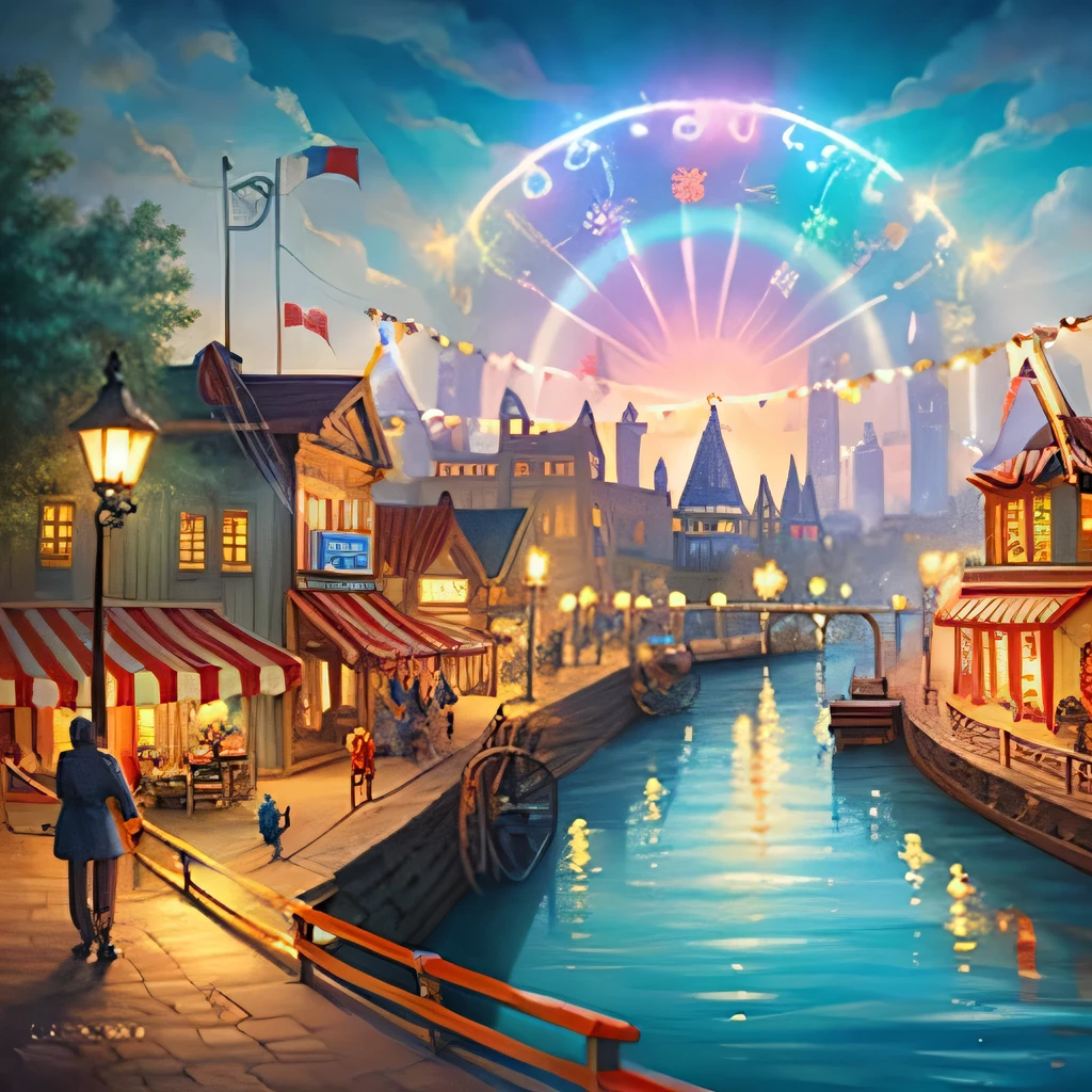 circus city Near future cute illustration Landscape painting