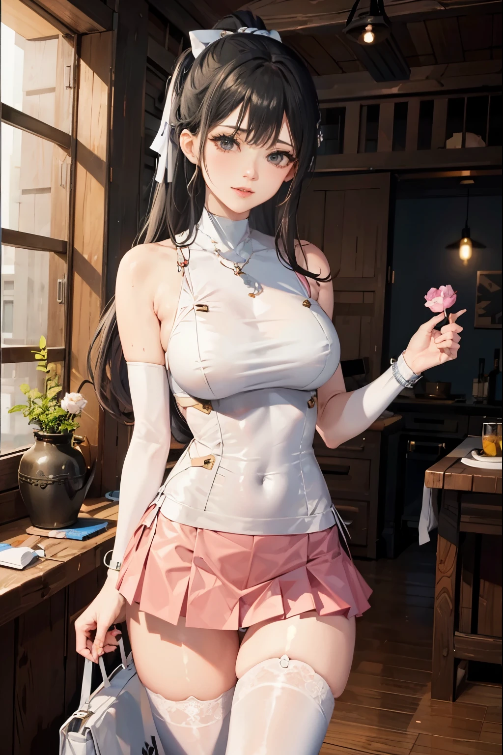 Japan riding a bike,The miniskirt is turning up、white panties、ponytail、beautiful thighs、her knees are up、I can see white pants.、Beautiful panties、beautiful girl、beautiful woman、beautiful woman、con hentai、Beautiful panties、beautiful thighs、beautiful girl、beautiful woman、Happy!!!, , motorcycle,[ realistic pictures ]!!, High resolution,