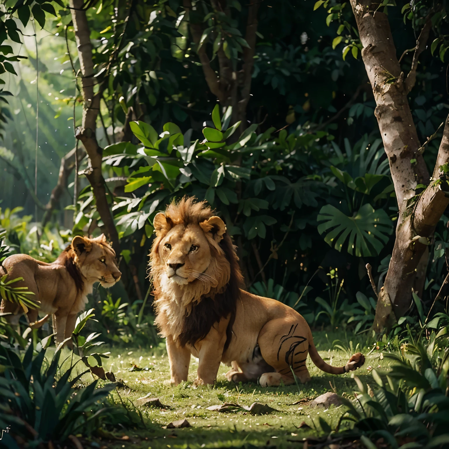 Lion in the jungle , eat