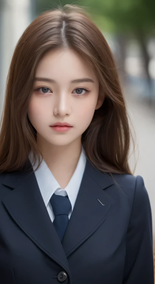 ((highest quality, 8k, masterpiece :1.3)), sharp focus :1.2, beautiful woman with perfect figure :1.4,whole body:1.5 ((high school girl,uniform :1.1)), ((dark brown hair,)), city street:1.2, Highly detailed face and skin texture, fine eyes, double eyelid,(whole body)