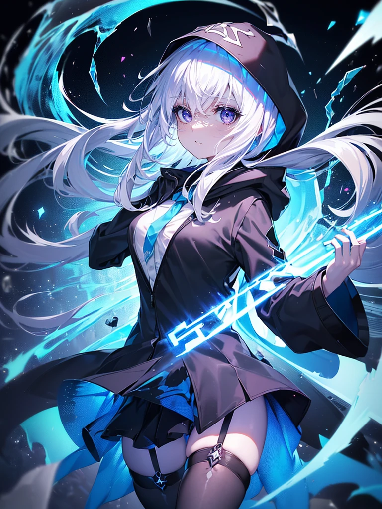 hyper-super-ultra-detailed perfect thing, Illustration, scary face, ((Интимный темно-blue туманный фон), (hair), ((One)), (Best quality), (Grim Reaper Girl), black tights, , Visible through the hair, (Wearing a Grim Reaper costume), (hood), Scalp, (Transparent white hair), Наконечник blue, Skull Eyes, (Ideal Anatomy), (Ghost Monsters), blood, Masterpiece,Crazy nothingness, A sense of humor \(Topic\),r1ge, luminous, aura, energy, ray, flying debris, [wicked], floating hair,blue: (blue Topics:1.2)