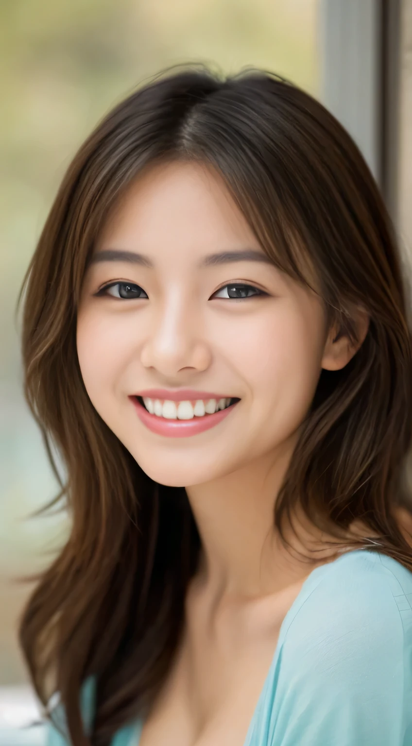 Japanese ),((beautiful girl)),cleavage,An expression that imagines something pleasant:1.2,(perfect body beauty:1.2),((perfect body)),(shy smile),beautiful teeth,