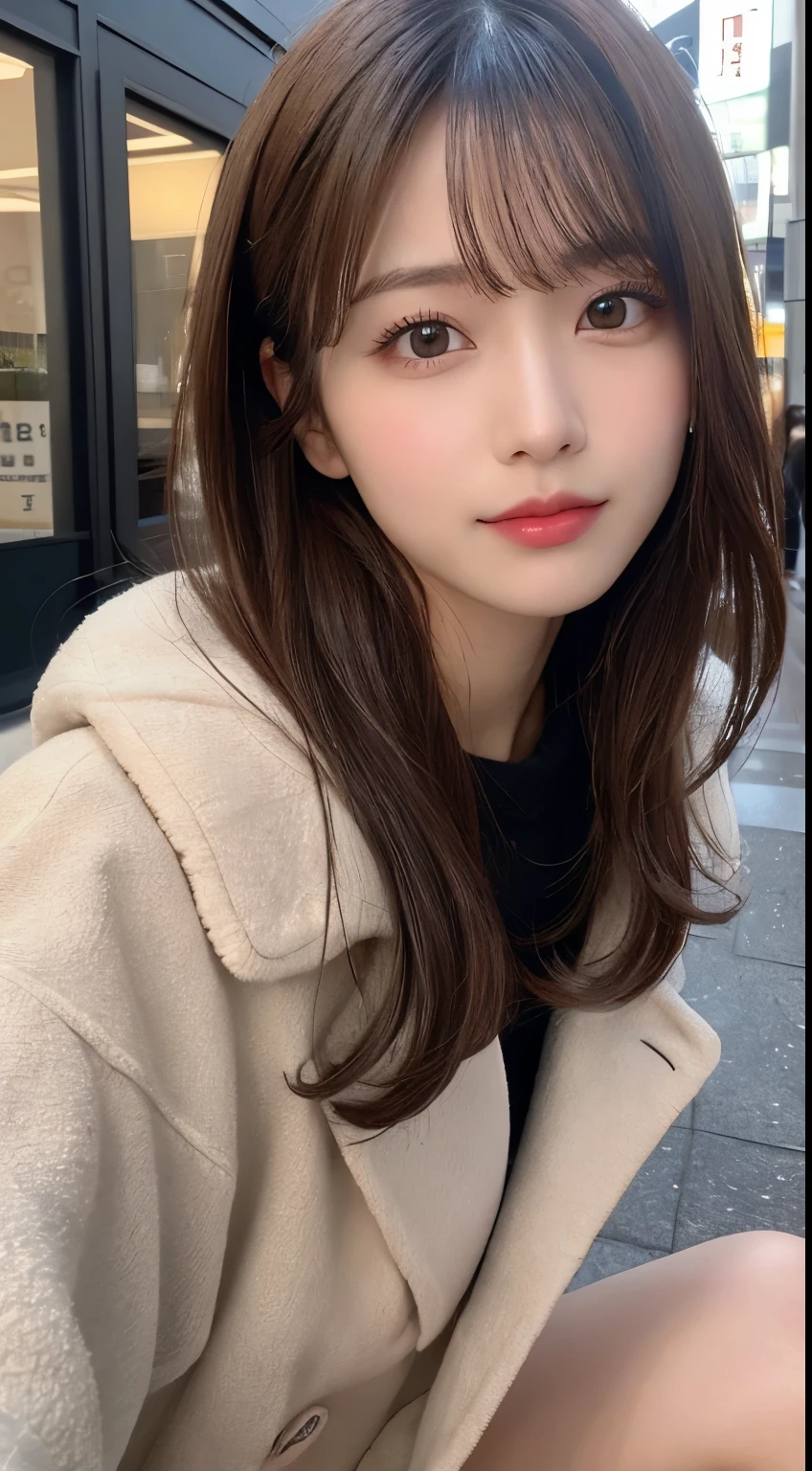 table top, highest quality, shape, Super detailed, finely, High resolution, 8k wallpaper, 完璧なダイナミックな構shape, beautiful and detailed eyes, Gorgeous and stylish black fluffy latest trend Tokyo winter clothes,ランダムなcute髪,small breasts,natural color lip, bold sexy pose,smile、20 year old girl、cute、sexy shot looking at camera,Always blur the background,perfect and beautiful face,Take only the face,美しくdetailed face、slim face and style,Big eyes、do gal makeup,real photos、luxury brand mink coat、 (get closer to the face, enlarge the face, face focus:1.0), break, (masterpiece, highest quality, Super detailed, detailed face, 8k)、real photos、perfect and beautiful face、blur the background