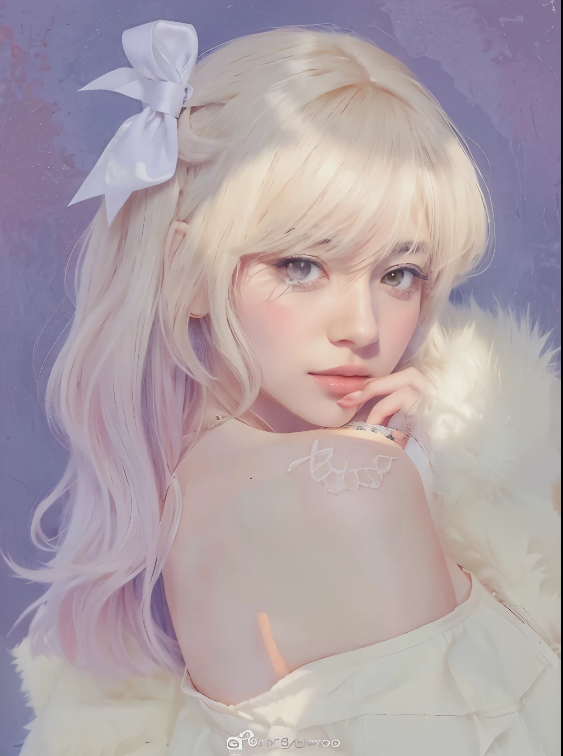 un dibujo de una chica con cabello rubio y un vestido blanco, Retrato realista kawaii, soft anime illustration, hermoso retrato animado, Hermoso estilo de arte anime, lindo retrato de chica animes, obra de arte al estilo de guweiz, retrato chica anime, lindo retrato de chica anime, retrato detallado de chica anime, Arte digital en Pixiv, hermoso estilo anime, retrato de estilo anime