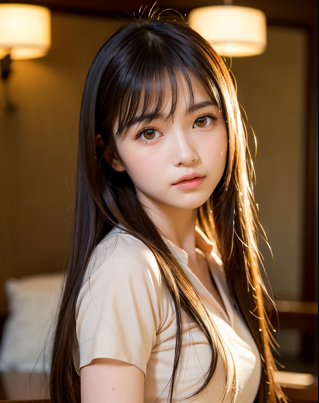 best quality, face focus, soft light, ultra high res, (photorealistic:1.4), RAW photo,
1japanese girl, solo, cute, (pupil, lights in the eyes), detailed beautiful face, (),(high resolution detail of human skin texture),
(long hair),
indoor,
Damask Shirt Dress,
(portrait)